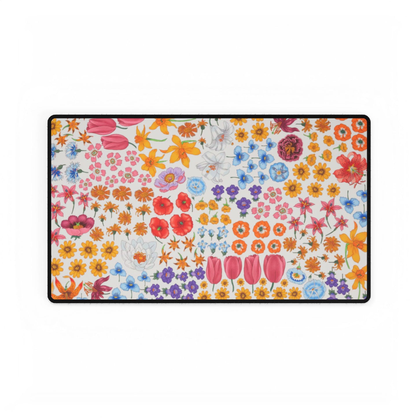 Vibrant Floral Desk Mat - Stylish Desk Protector for Home Office & Work "Flora White"