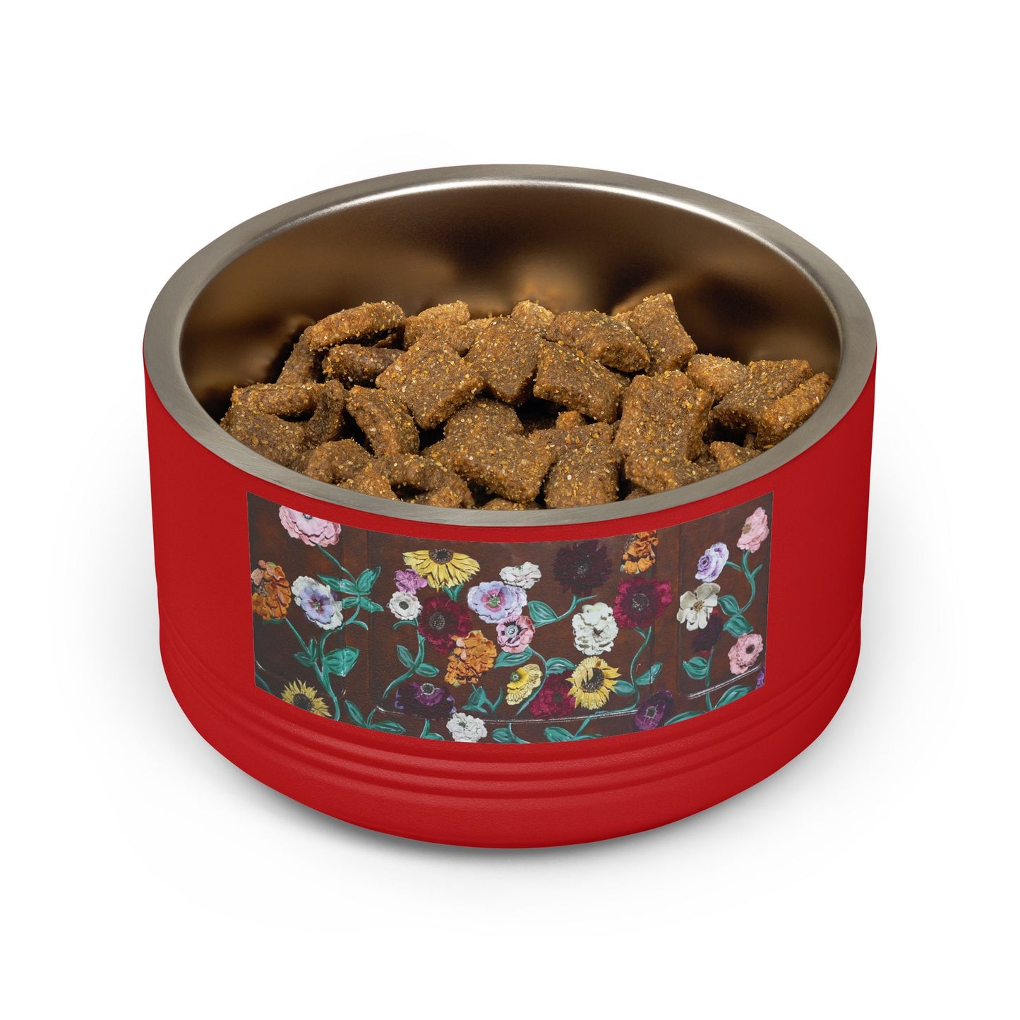 Acoustic Piano Floral Pet Bowl — 18oz Stainless Steel Dog & Cat Dish
