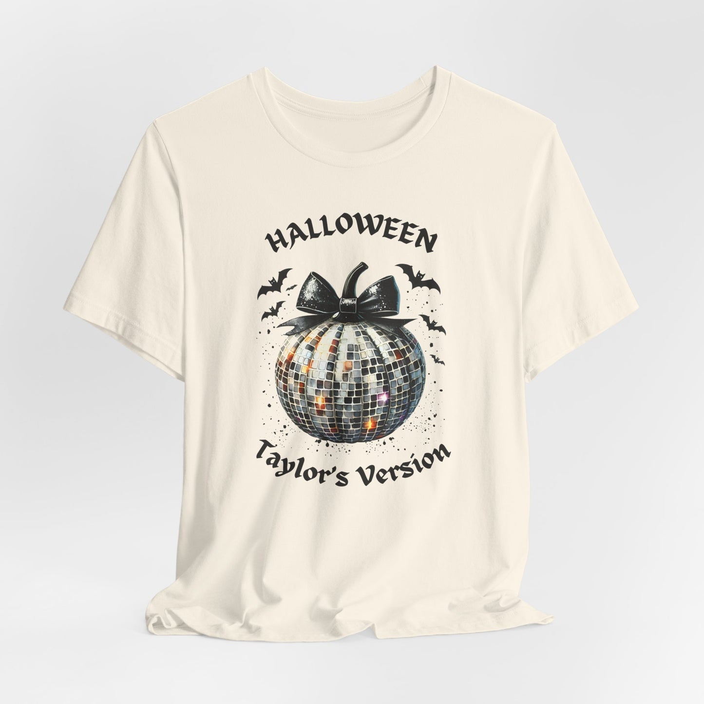 Halloween - TV - Black Disco Ball Pumpkin - Bats - Swiftie Halloween - Unisex Jersey Short Sleeve Tee