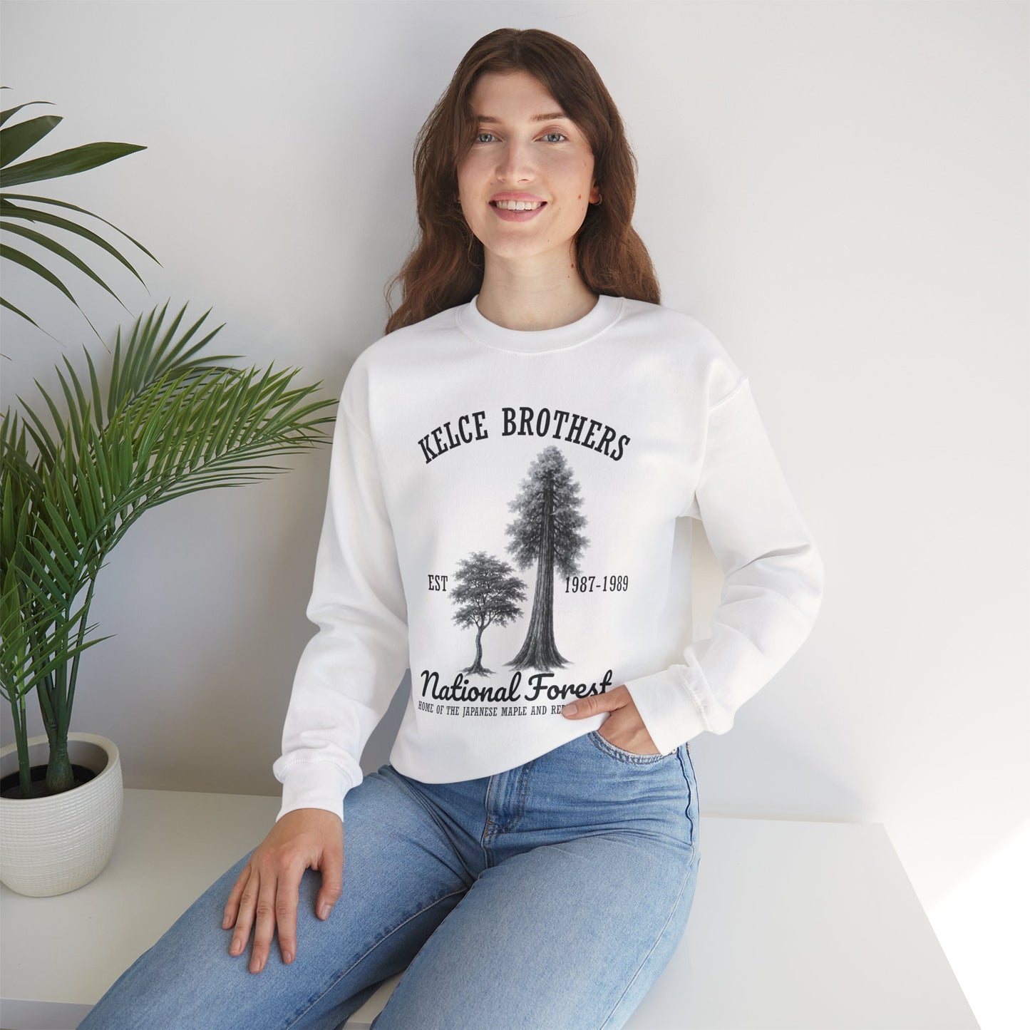 Kelce National Forest Crewneck Sweatshirt - "Kelce Brothers" Vintage Tree Graphic