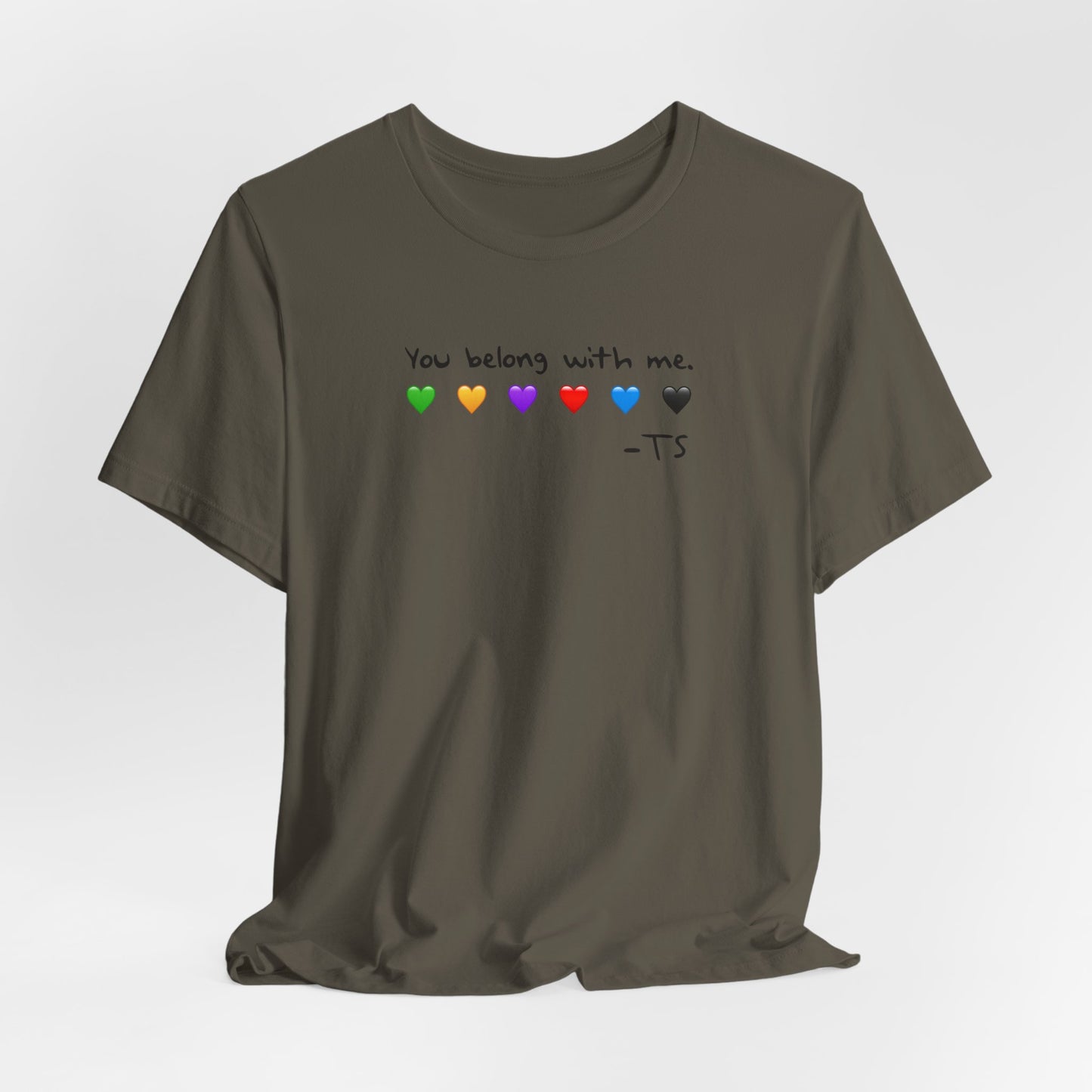 "You Belong With Me" Heart Tee - Unisex Jersey Short Sleeve T-Shirt, Casual Wear, Gift for Friends, Swiftie Gift