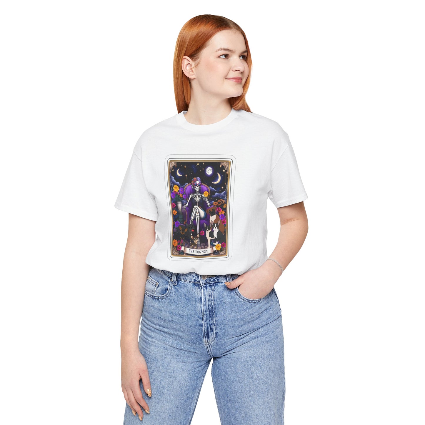 Custom Dog Mom Tarot Tee: Unisex Bella Canvas Jersey Short Sleeve Shirt, Pet Lover Gift, Graphic Tee, Casual Wear