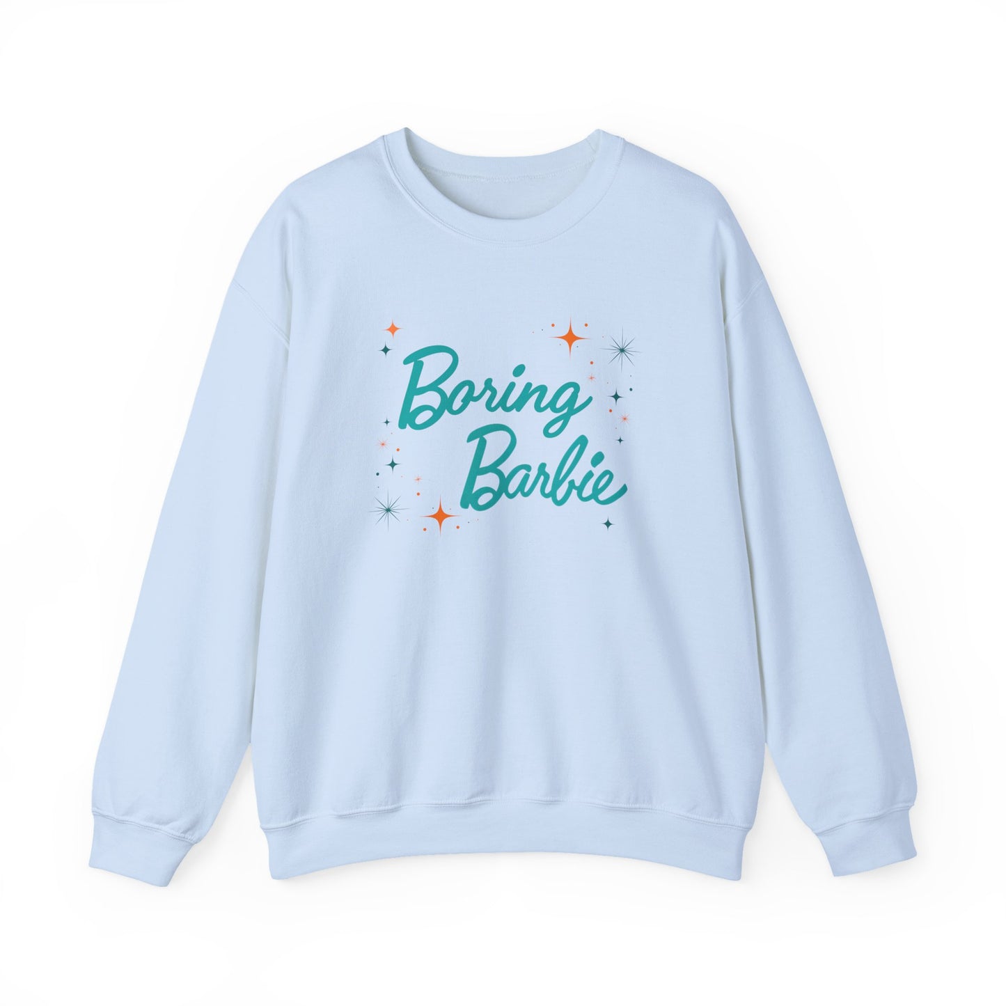 Boring Barbie with stars - Gildan Crewneck Sweatshirt, Cozy Sweatshirt, Unisex Apparel, Gift for Barbie Fans, Casual Wear, Trendy Fashion