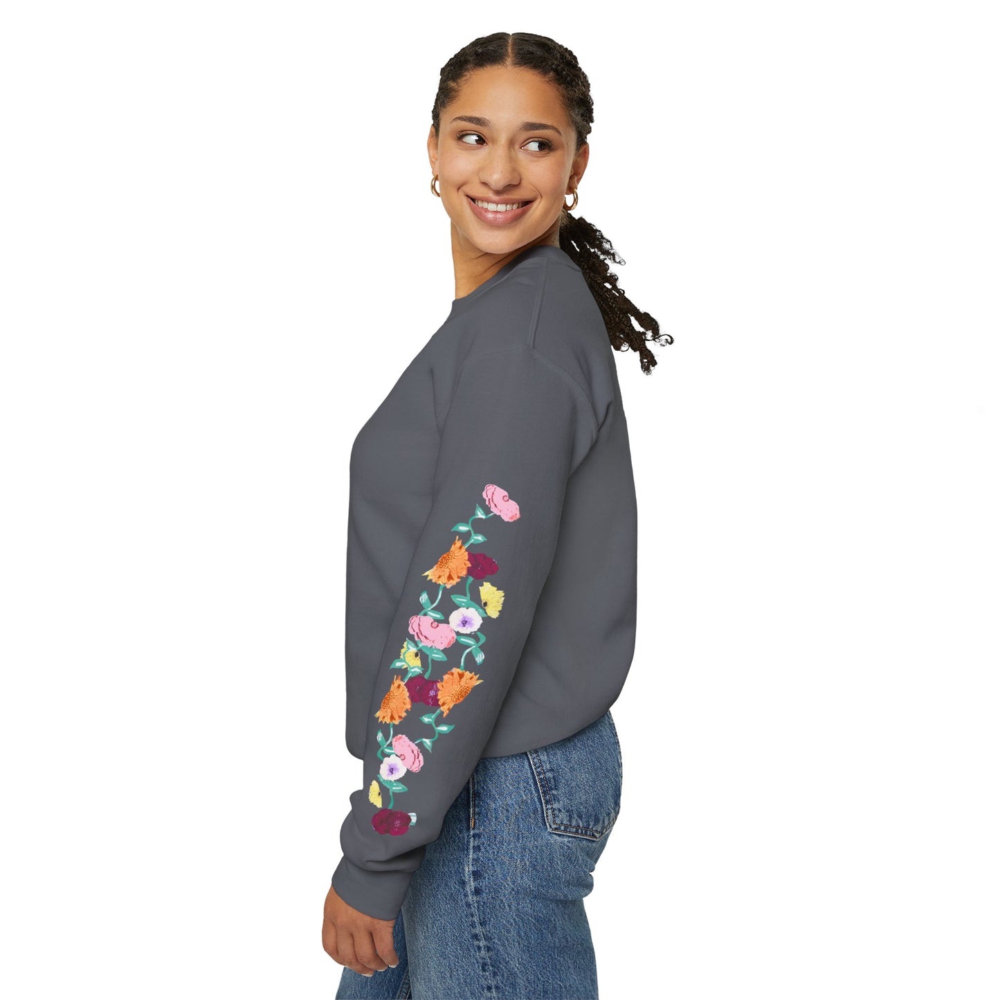 Acoustic Piano Floral Sleeve Crewneck Sweatshirt