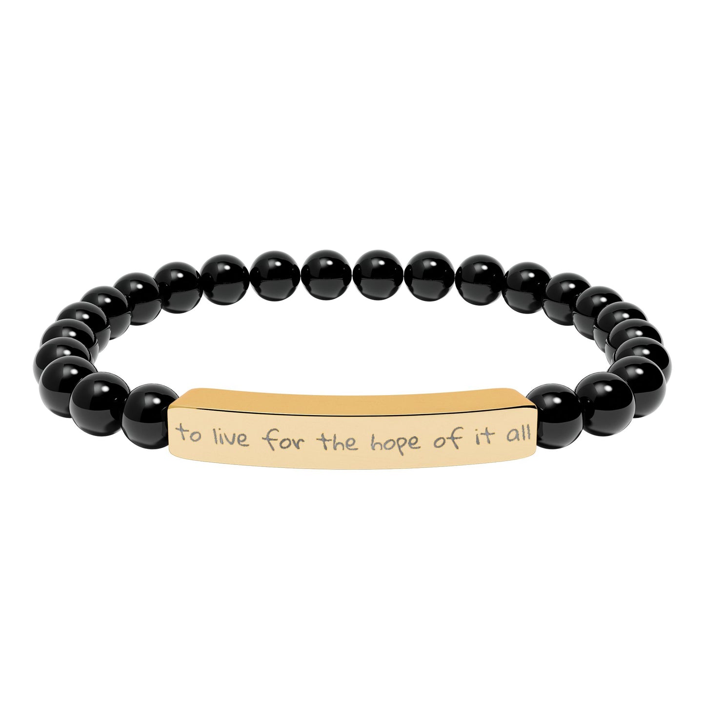 Engraved Natural Stone Stretch Bracelet — to live for the hope of it all