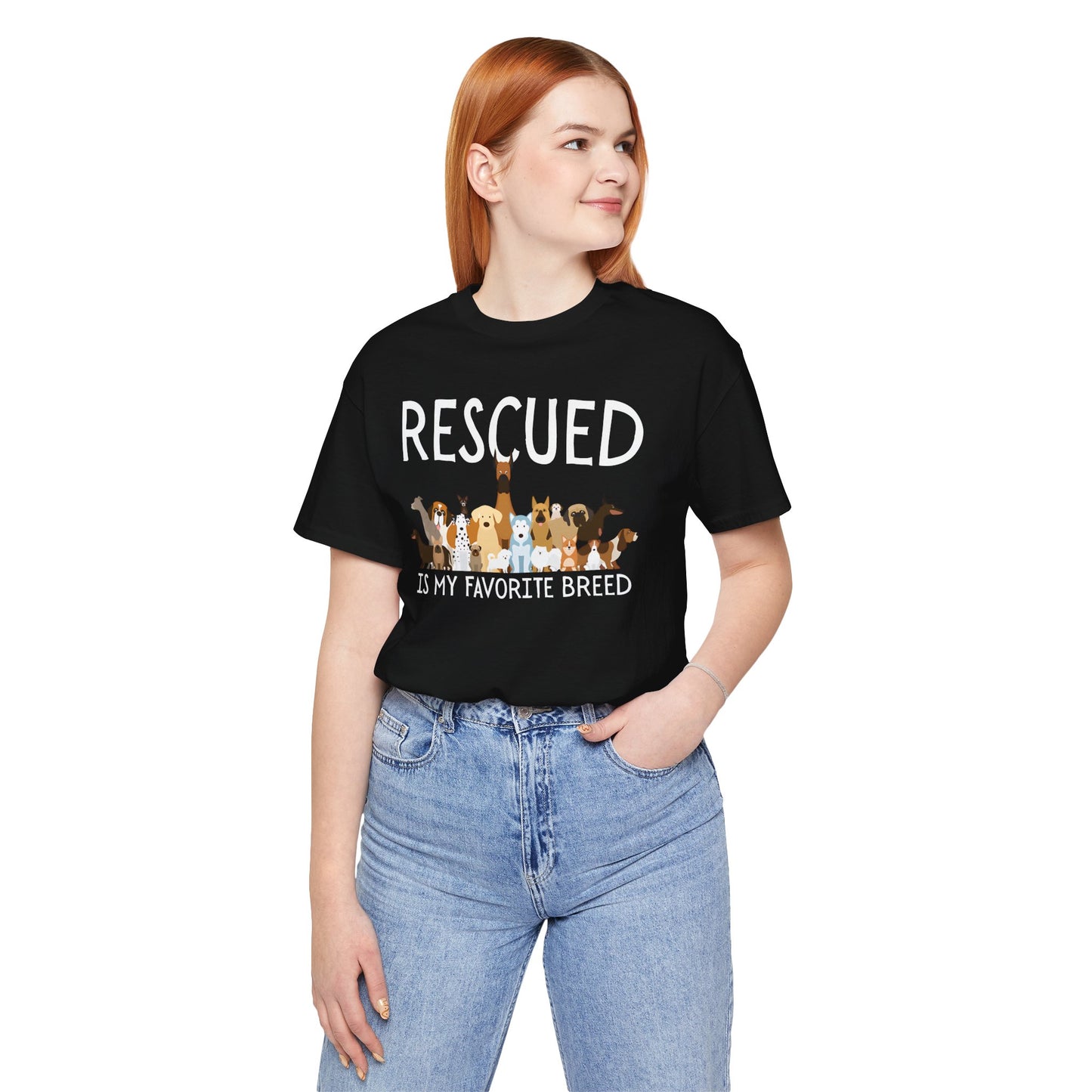 Unisex Dog Lover Tee: 'Rescued is My Favorite Breed' Shirt, Animal Rescue Gift, Pet Owner Apparel, Fun Casual Wear, Birthday Gift