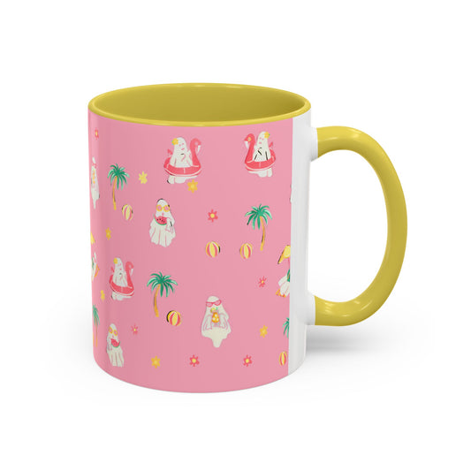 Pink Summerween Ghostie Mugs - Fun Gift, Beach Decor, Unique Coffee Cup, Cute Summer Drinkware, Perfect for Summer