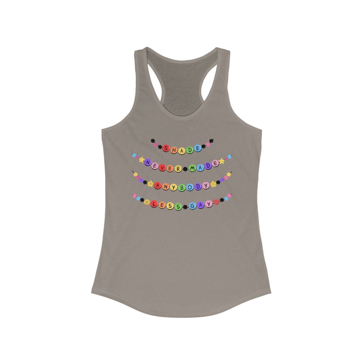 Shade Never Made Anybody Less Gay - Colorful Bead Design Racerback Tank for Women's Casual Wear, Workout, Gifts, Summer, Festivals
