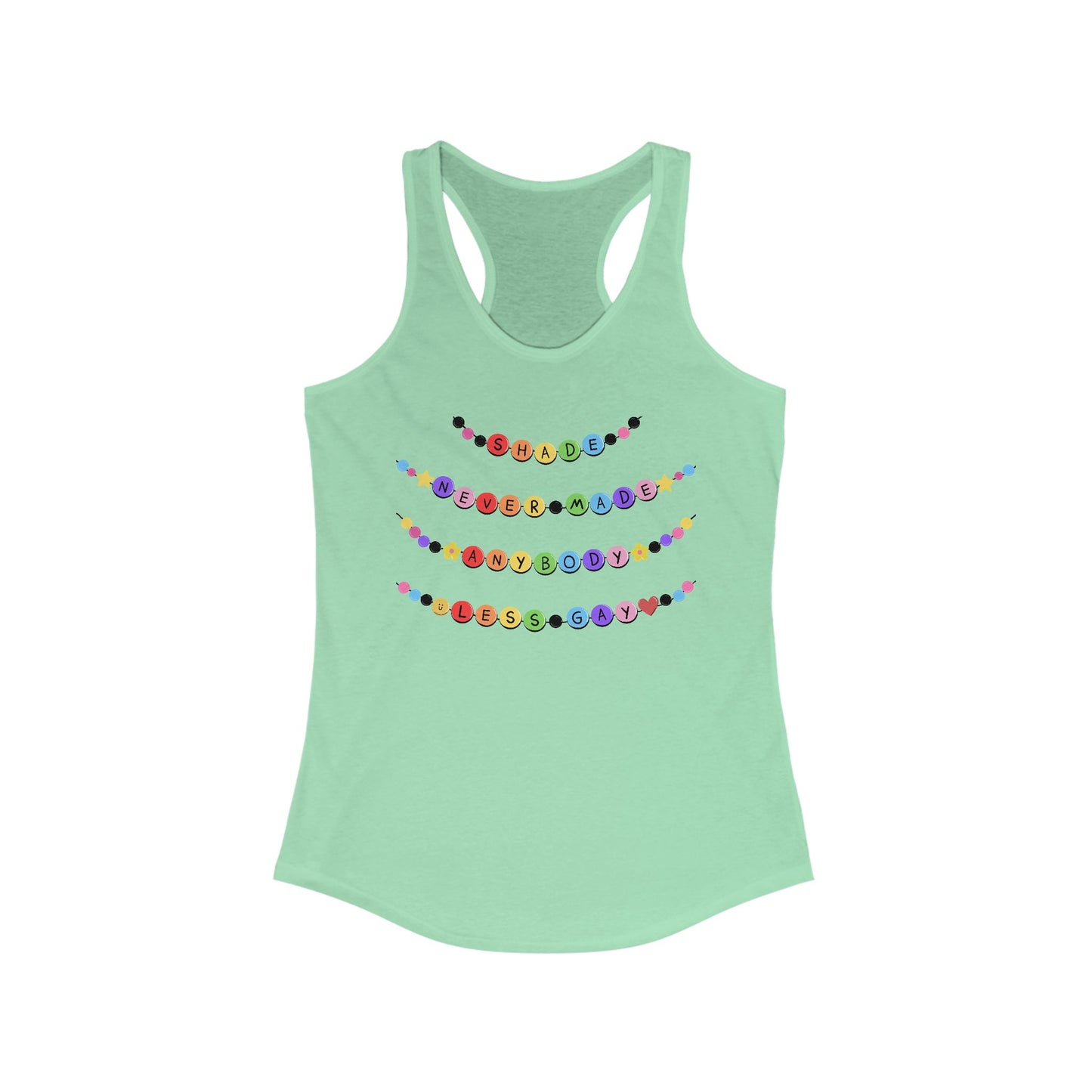 Shade Never Made Anybody Less Gay - Colorful Bead Design Racerback Tank for Women's Casual Wear, Workout, Gifts, Summer, Festivals