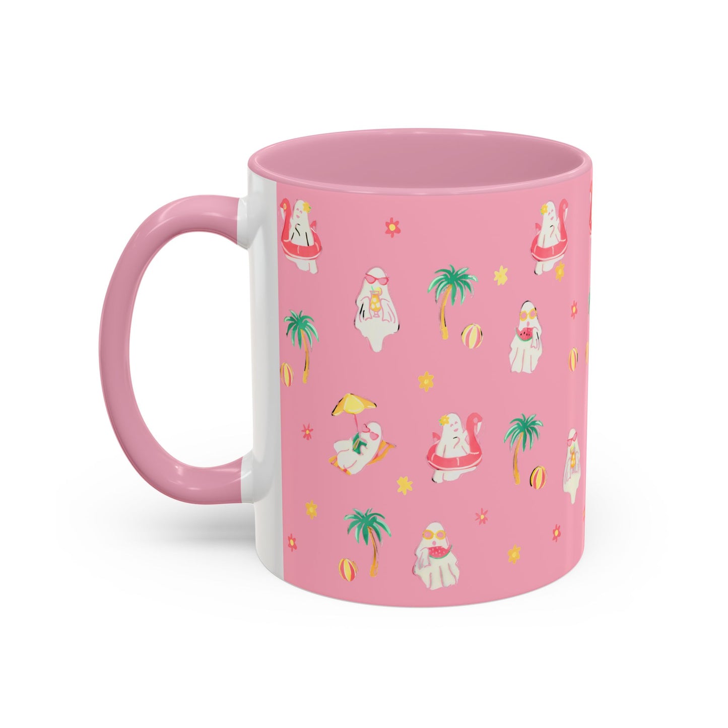 Pink Summerween Ghostie Mugs - Fun Gift, Beach Decor, Unique Coffee Cup, Cute Summer Drinkware, Perfect for Summer