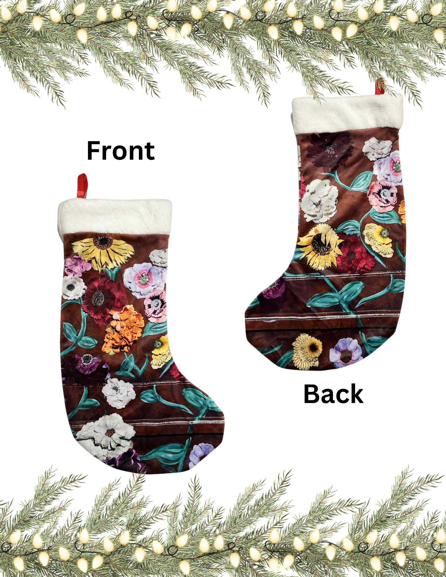 Eras Surprise Song Piano Floral Christmas Stocking