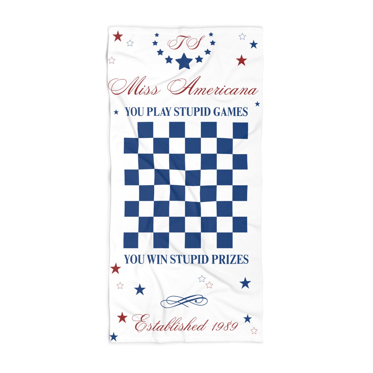 Miss Americana Checkerboard - Patriotic Beach Towel, Fun Summer Towel, Beach Accessory, Perfect for Pool Days
