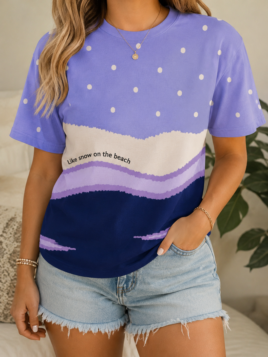 Like Snow on the Beach Tee — Sweater Print