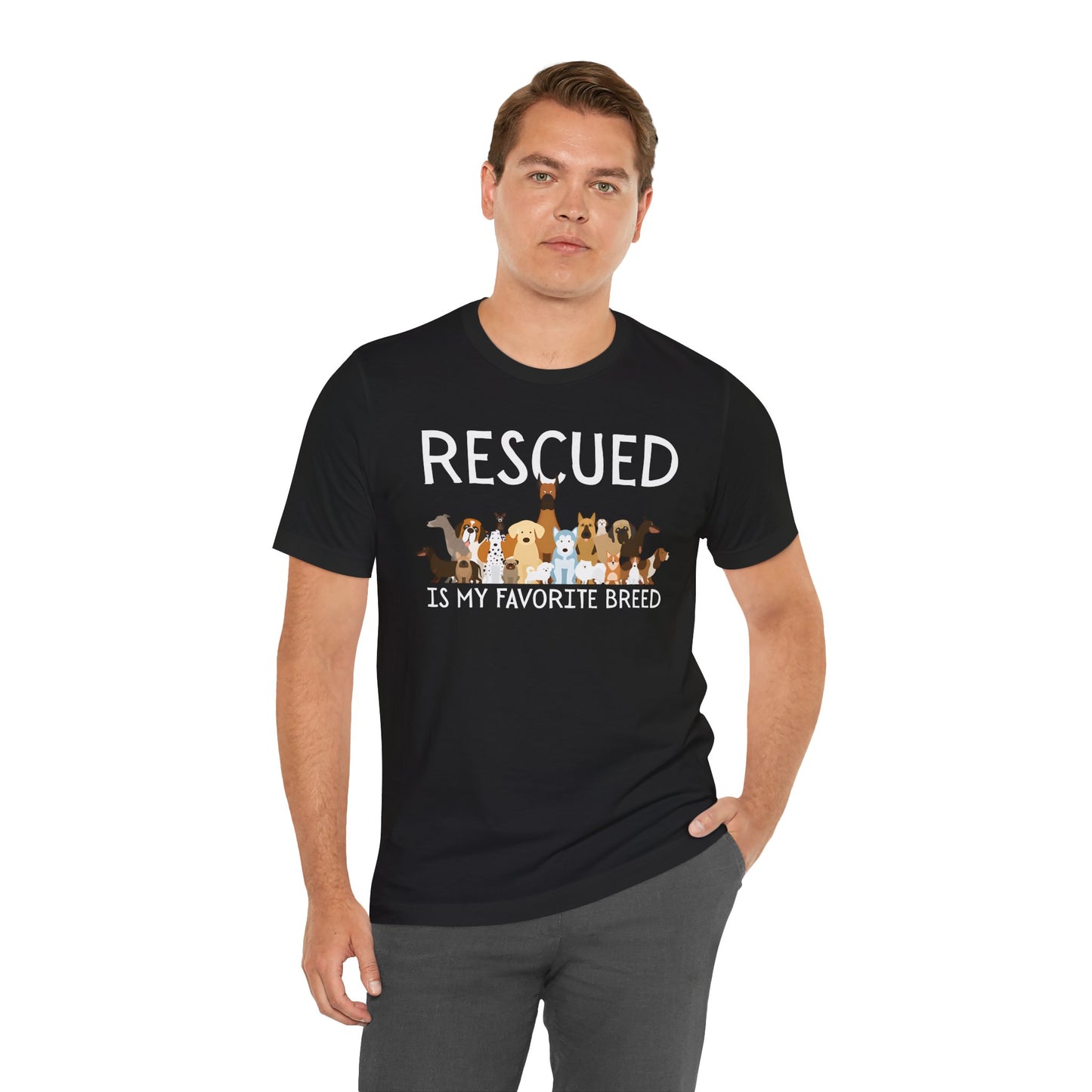 Unisex Dog Lover Tee: 'Rescued is My Favorite Breed' Shirt, Animal Rescue Gift, Pet Owner Apparel, Fun Casual Wear, Birthday Gift
