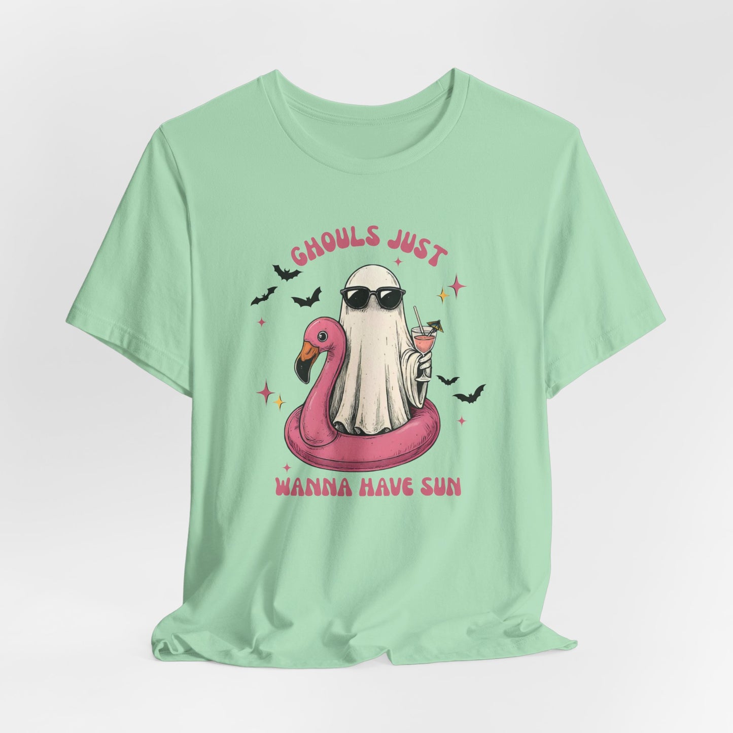 Ghouls Just Wanna Have Sun Tee, Fun Summer T-Shirt, Halloween Shirt, Ghost Apparel, Beach Party Top, Casual Unisex Tee