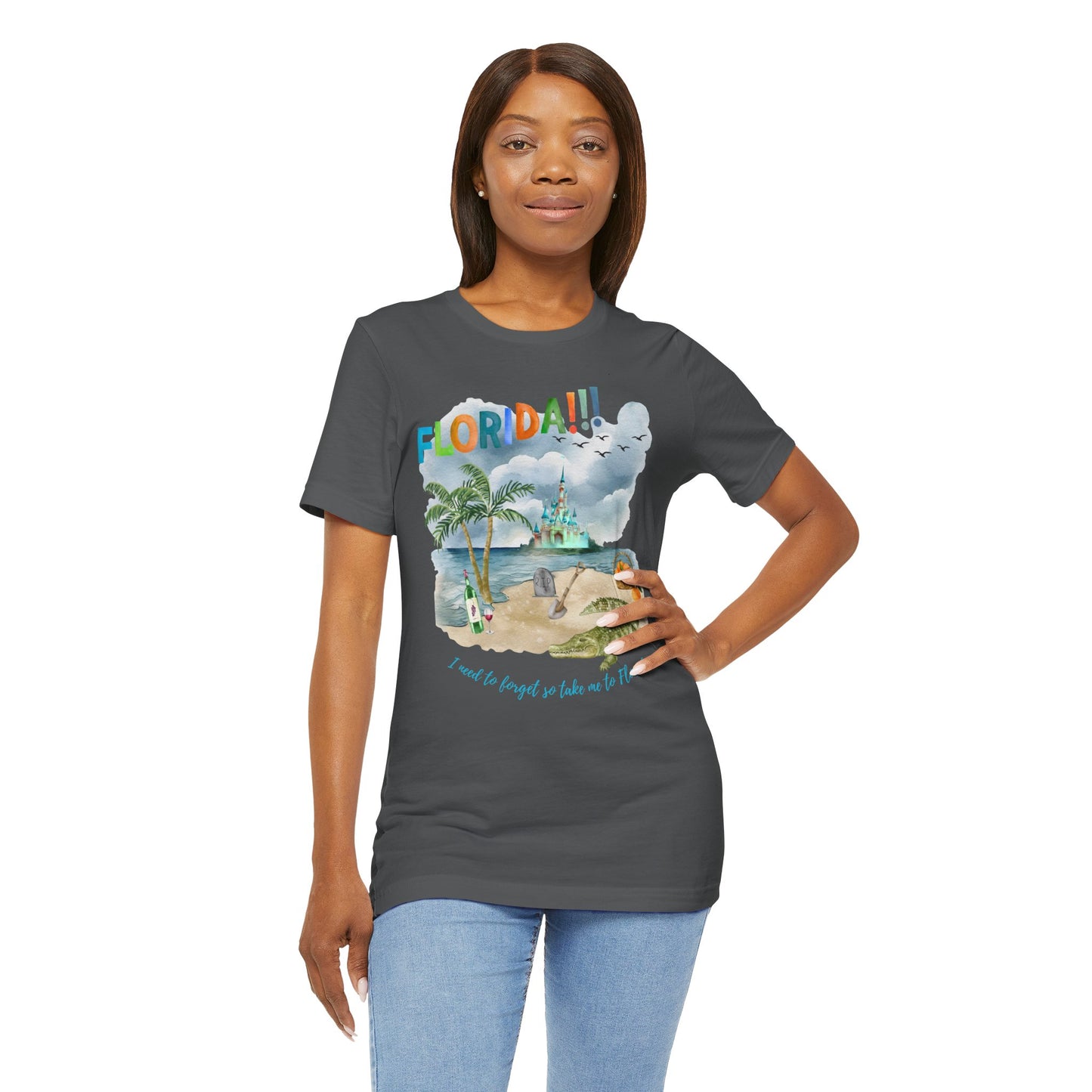 FLORIDA!!! Watercolor Print - Unisex Jersey Short Sleeve Tee