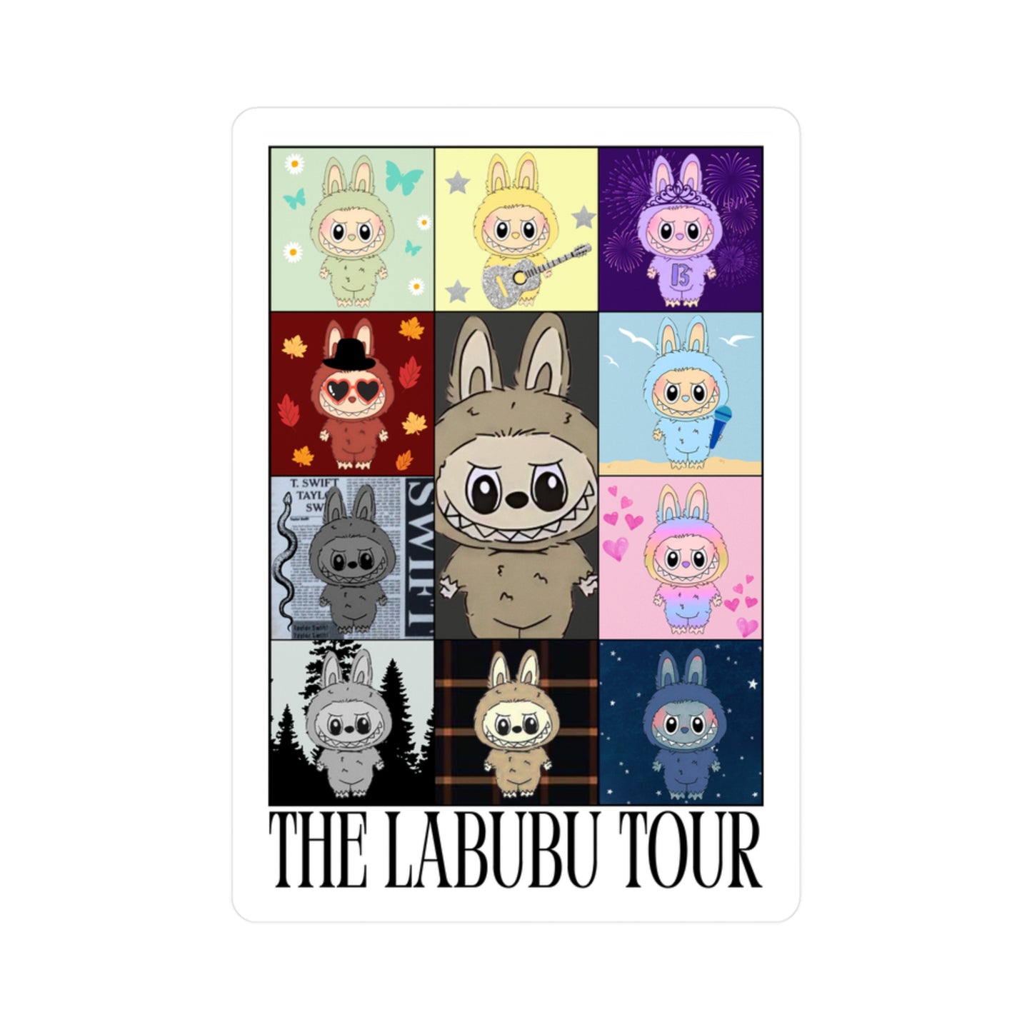 Character Tour Vinyl Sticker, Cute Art Stickers for Laptops, Water Bottles, Dorm Decor, Swiftie Sticker