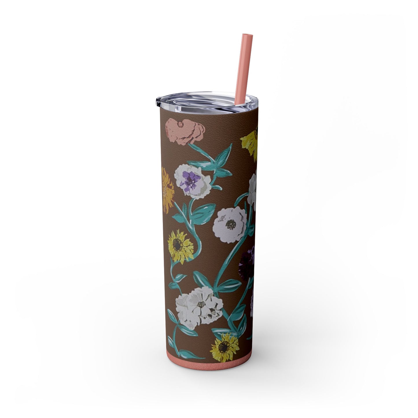 Surprise Song Piano Flowers - Vinyl Case Inspired - Skinny Tumbler with Straw, 20oz