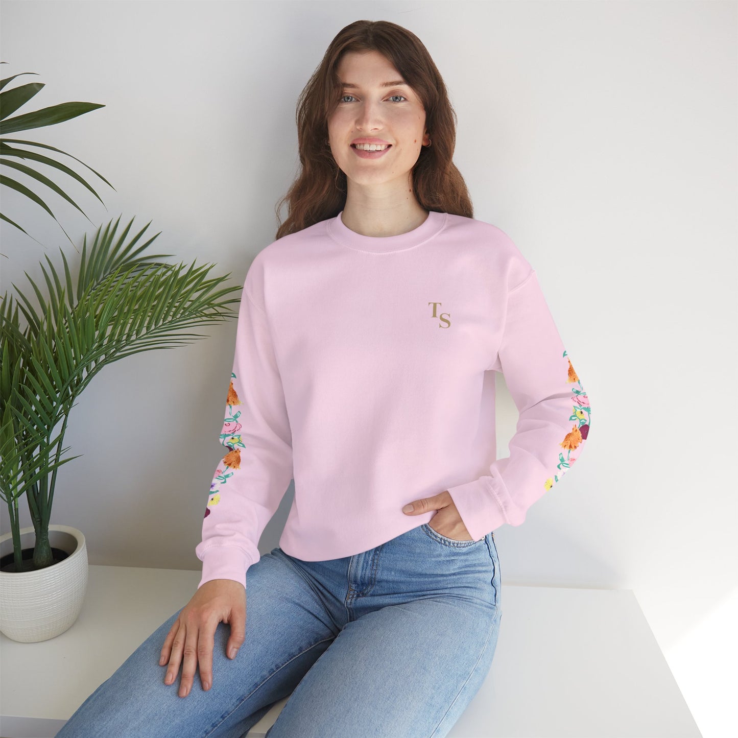 Acoustic Piano Floral Sleeve Crewneck Sweatshirt