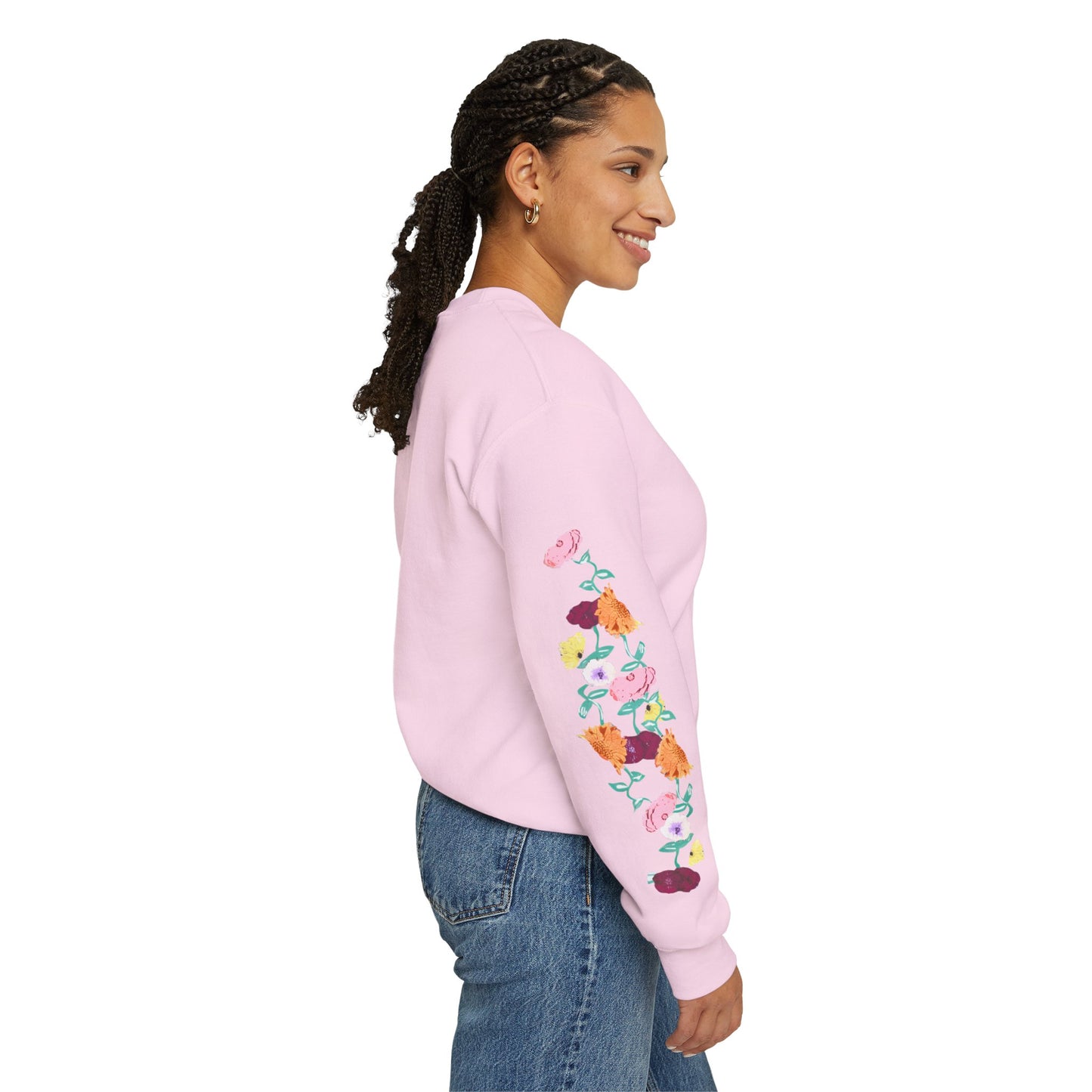 Acoustic Piano Floral Sleeve Crewneck Sweatshirt