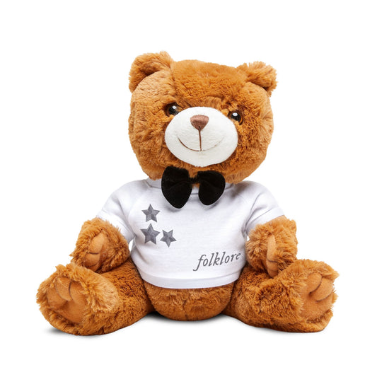 Plush Teddy Bear with Bow Tie & Stars Printed Tee — Cute Stuffed Animal Gift