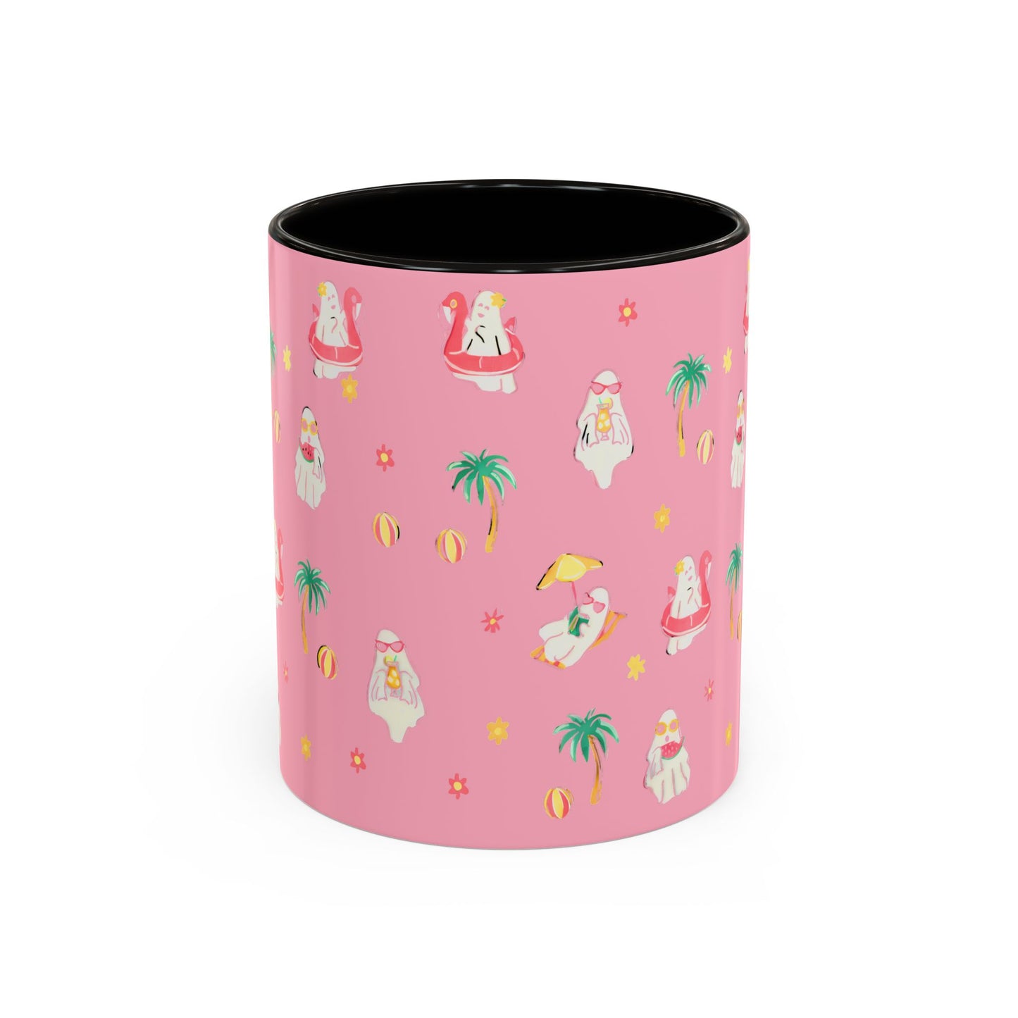 Pink Summerween Ghostie Mugs - Fun Gift, Beach Decor, Unique Coffee Cup, Cute Summer Drinkware, Perfect for Summer