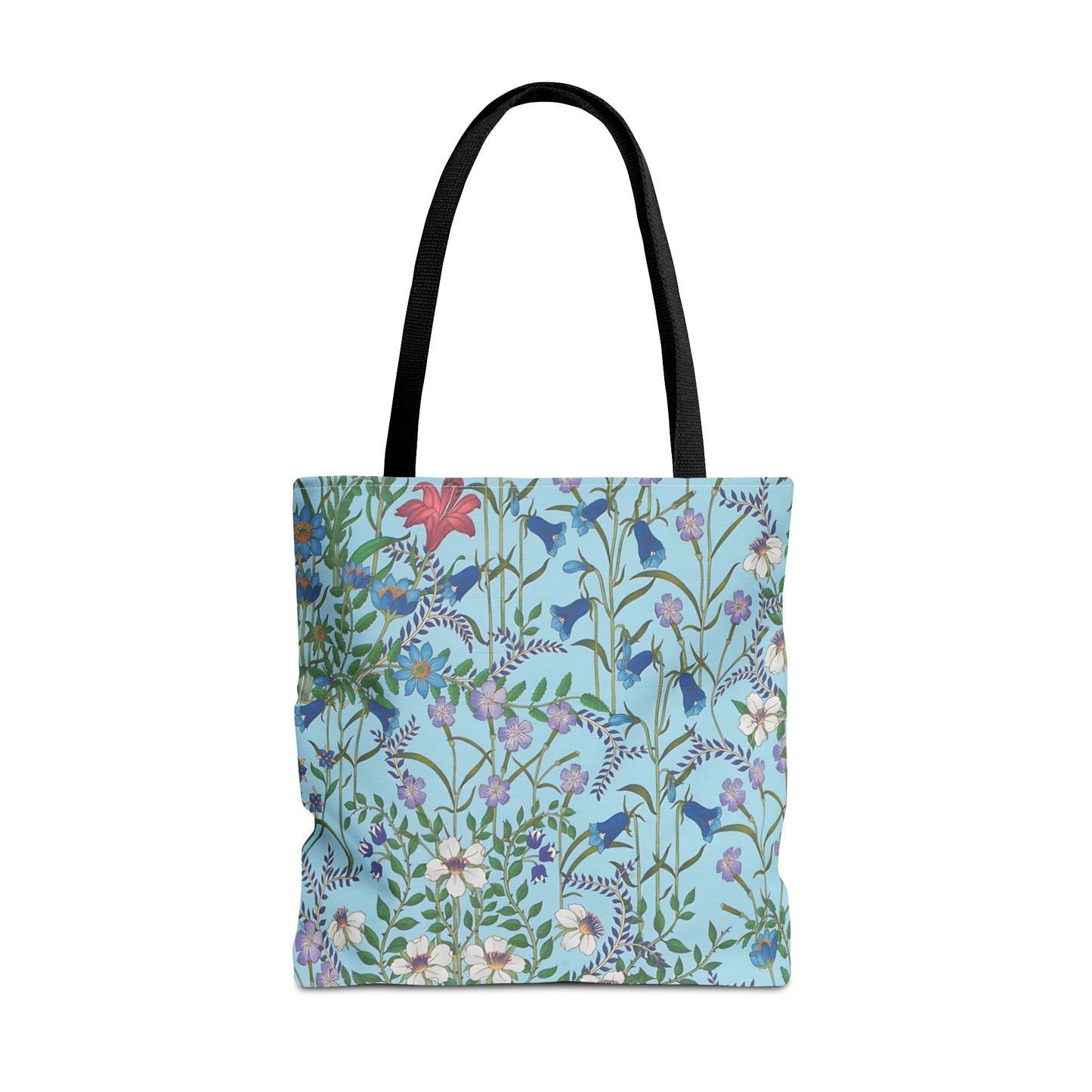 Floral Pattern Tote Bag "Flora Blue" - Vibrant Garden Style for Everyday Use