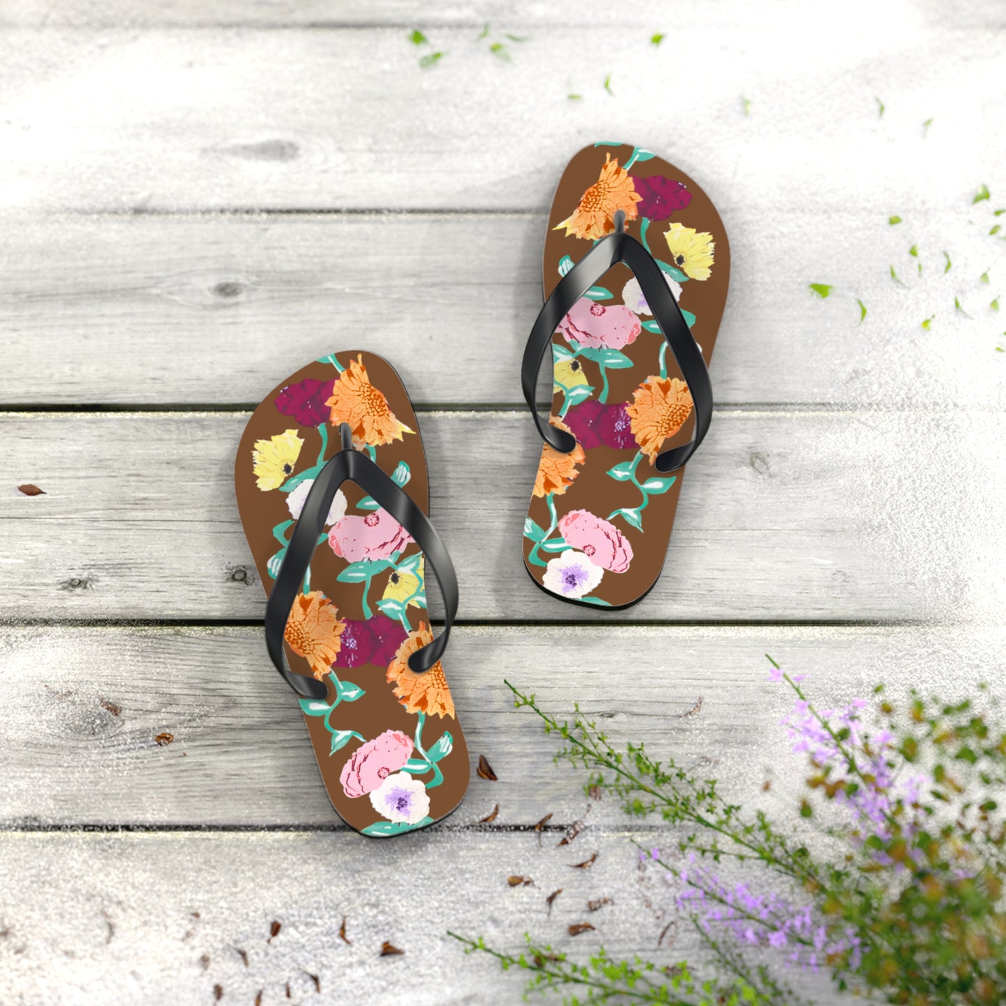 Acoustic Set Floral Flip Flops
