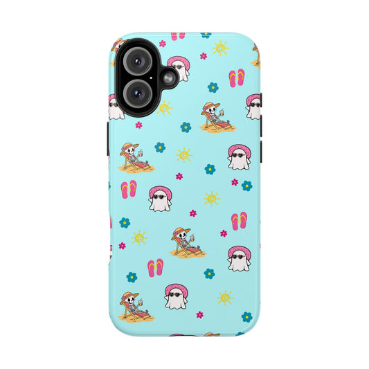 Aqua Summerween Tough Phone Cases, Cute Beach Pattern, Fun Gift for Beach Lovers, Summer Accessories, Protective Phone Cover