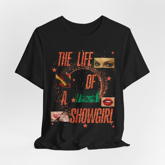 Showgirl Life Collage Graphic Tee, Unisex Jersey T-Shirt, Retro Style Top, Casual Wear, Gift for Performers, Fashion Statement Shirt