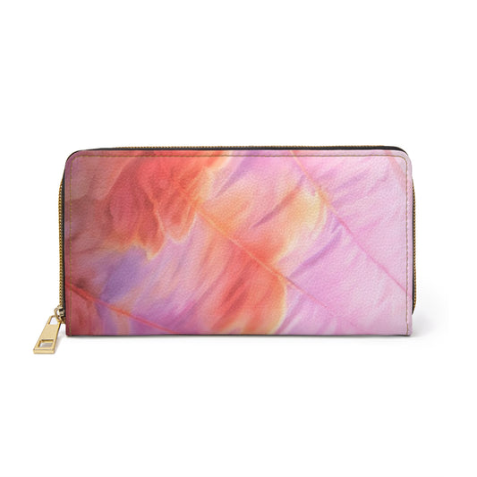 Miss Americana Zipper Wallet — Pink Watercolor Travel Wallet, Long Zip Card & Cash Organizer