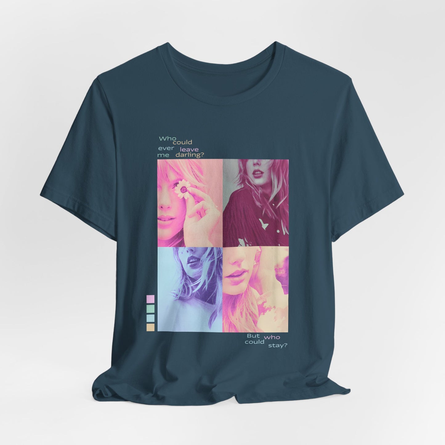 Pop Art Photo Grid Tee — "Who Could Stay?" Unisex Bella Canvas Collage T-Shirt