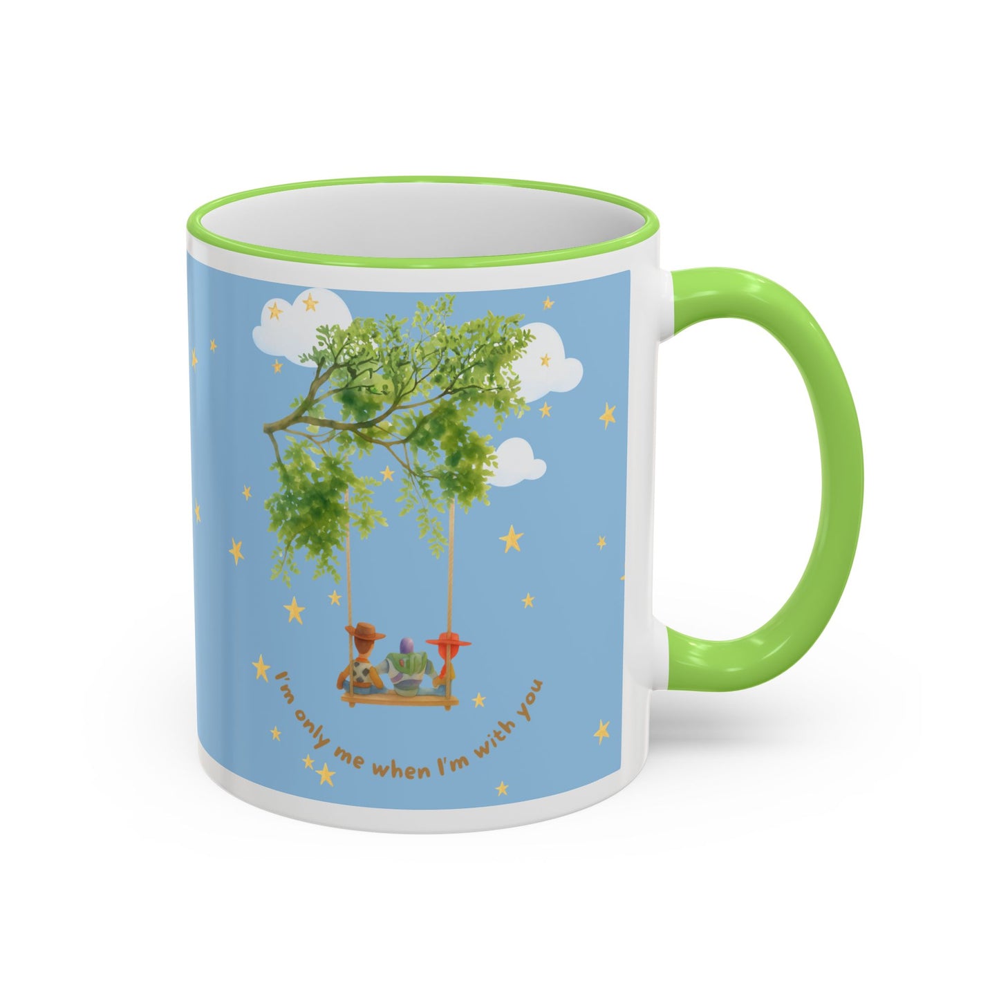 I'm only me when I'm with you Mug — Whimsical Tree, Stars & Clouds Accent Rim