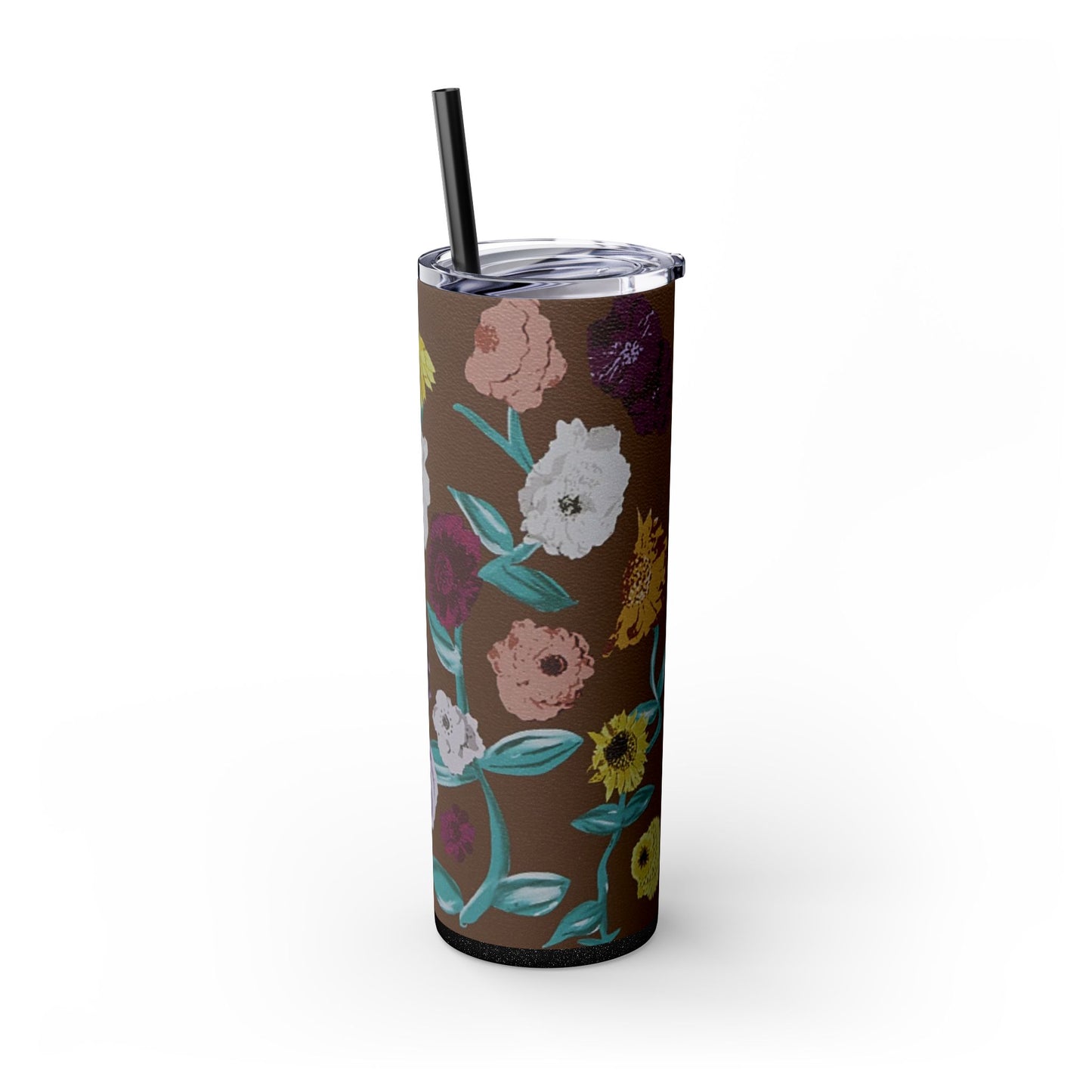 Surprise Song Piano Flowers - Vinyl Case Inspired - Skinny Tumbler with Straw, 20oz