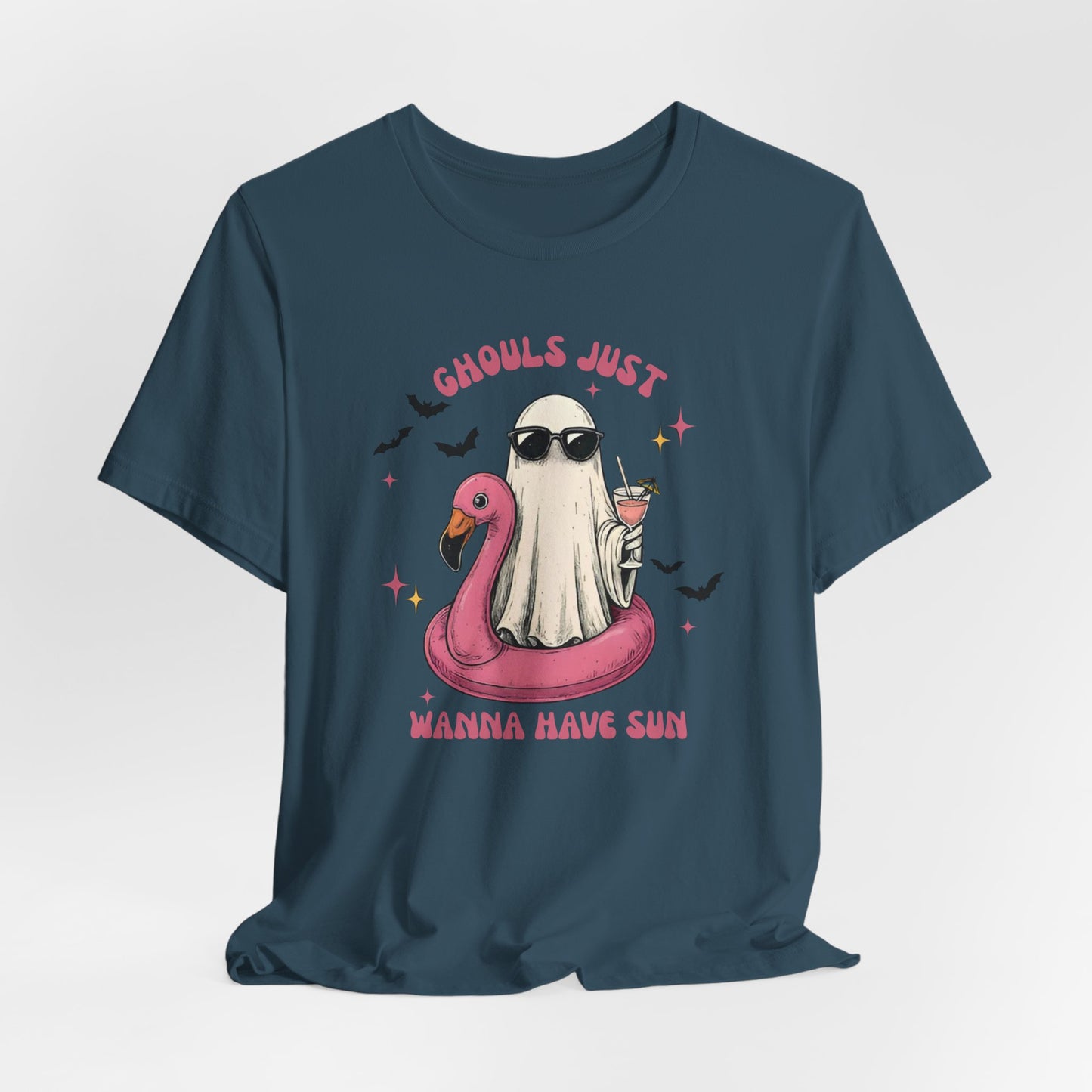 Ghouls Just Wanna Have Sun Tee, Fun Summer T-Shirt, Halloween Shirt, Ghost Apparel, Beach Party Top, Casual Unisex Tee