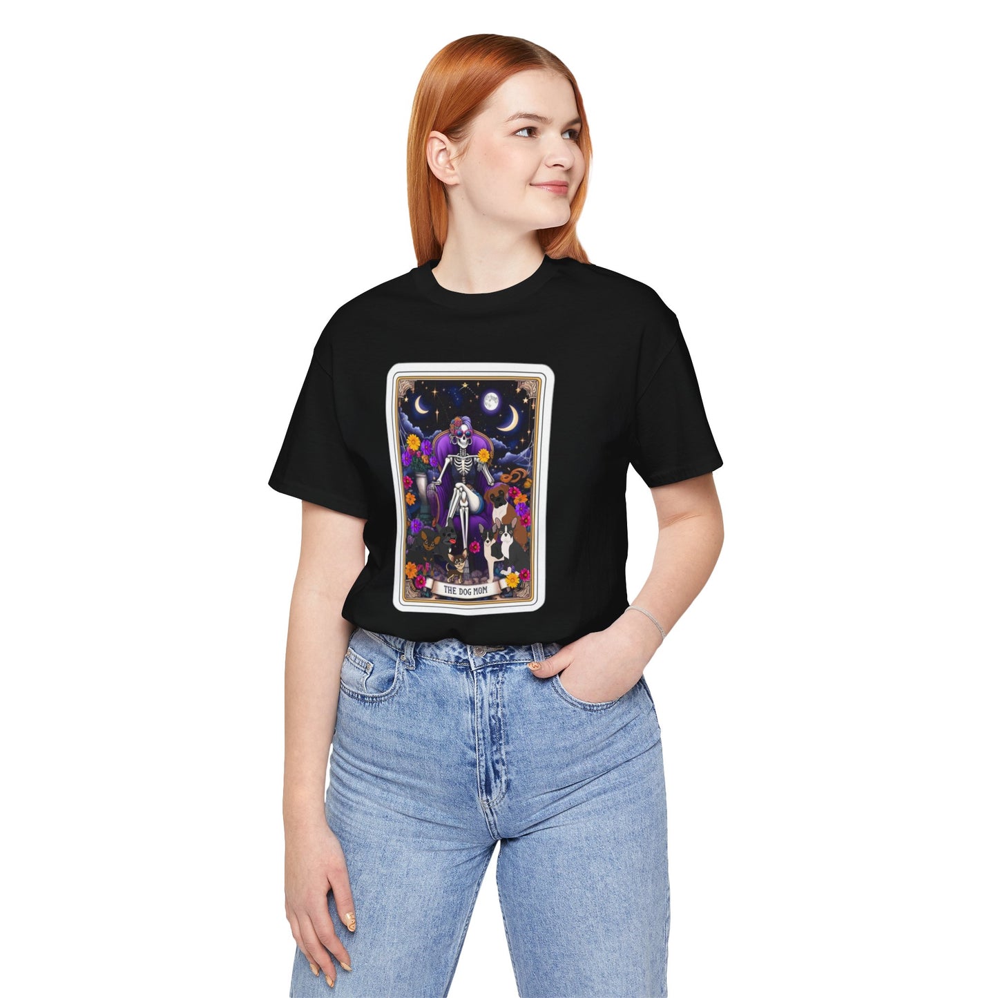 Custom Dog Mom Tarot Tee: Unisex Bella Canvas Jersey Short Sleeve Shirt, Pet Lover Gift, Graphic Tee, Casual Wear