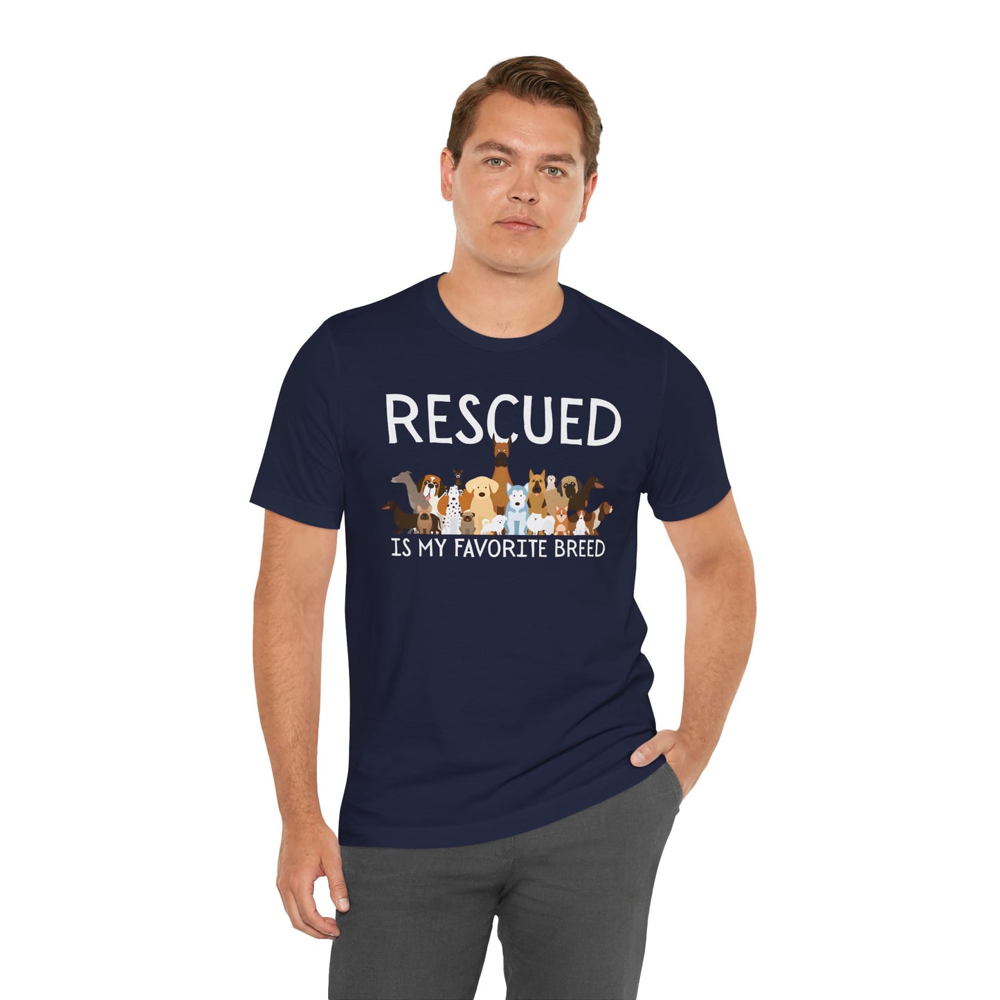 Unisex Dog Lover Tee: 'Rescued is My Favorite Breed' Shirt, Animal Rescue Gift, Pet Owner Apparel, Fun Casual Wear, Birthday Gift