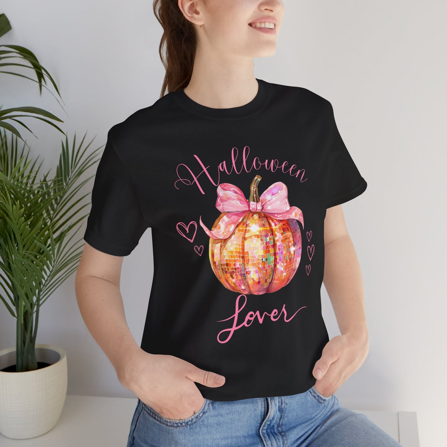 Halloween LOVER - Swiftie Halloween - - Disco Pumpkin - Pink Pumpkin - Girly Halloween - Unisex Jersey Short Sleeve Tee