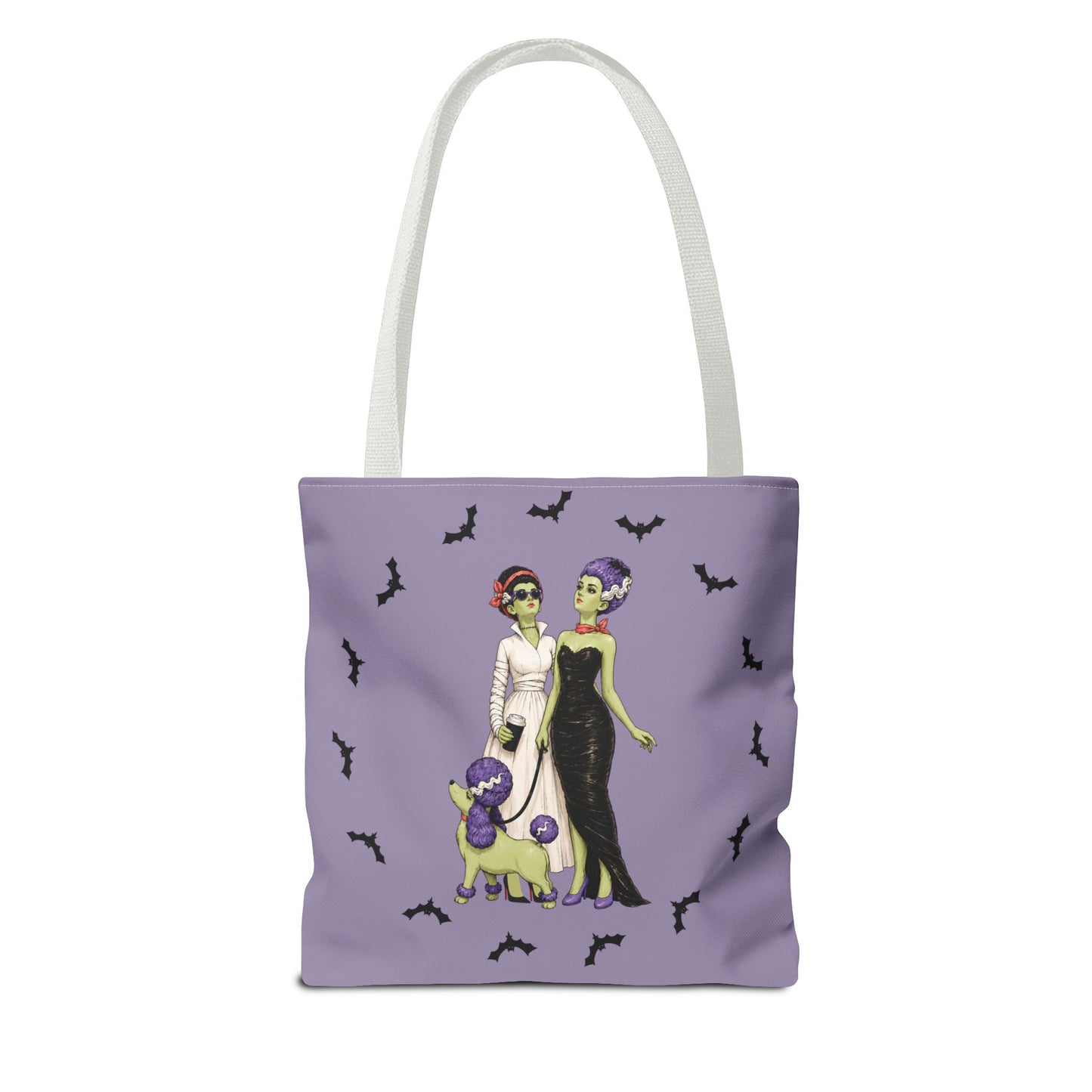 Gothic Brides Tote Bag — Retro Monster Dog Walk Design