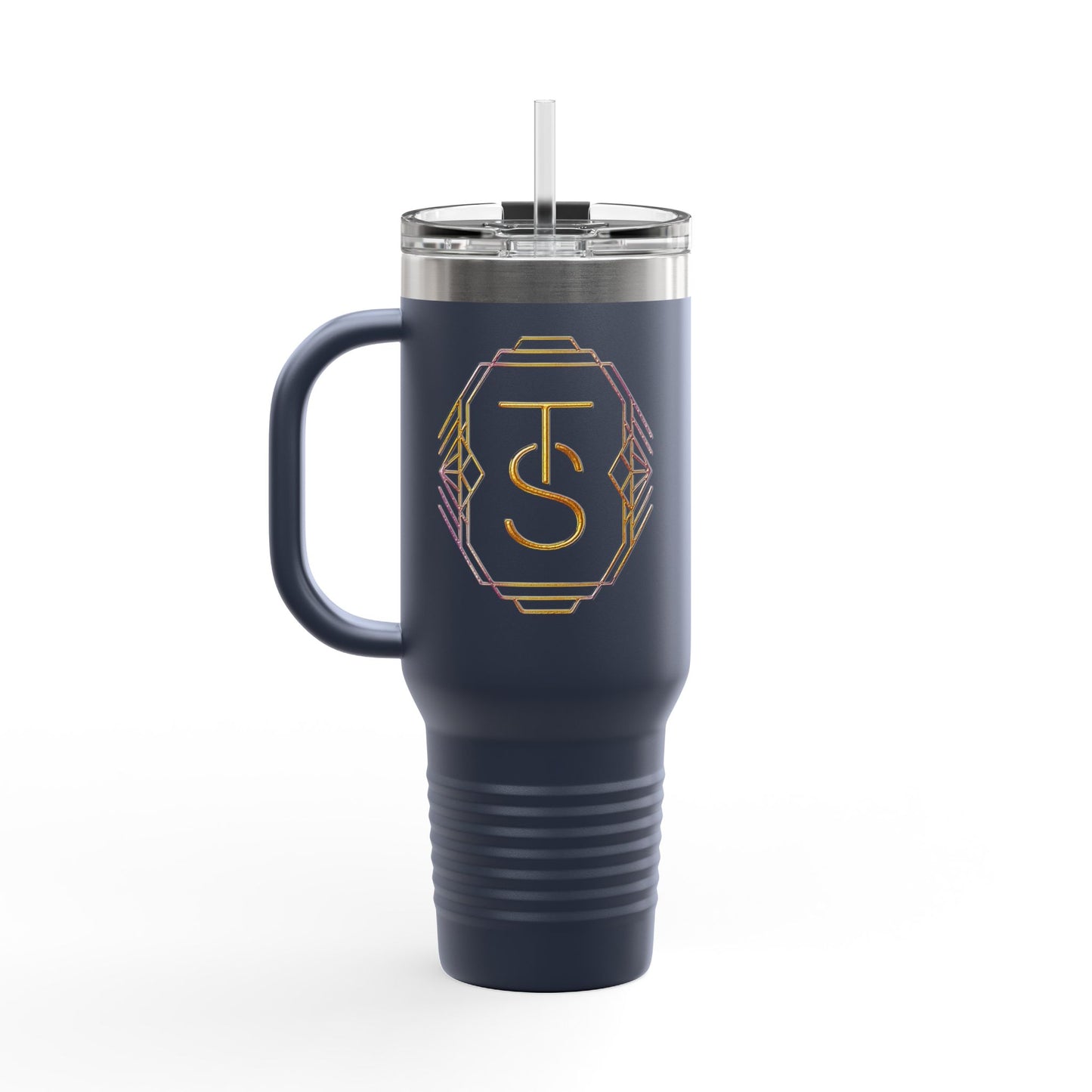 40oz Insulated Travel Mug with Gold Monogram – Large Thermal Tumbler