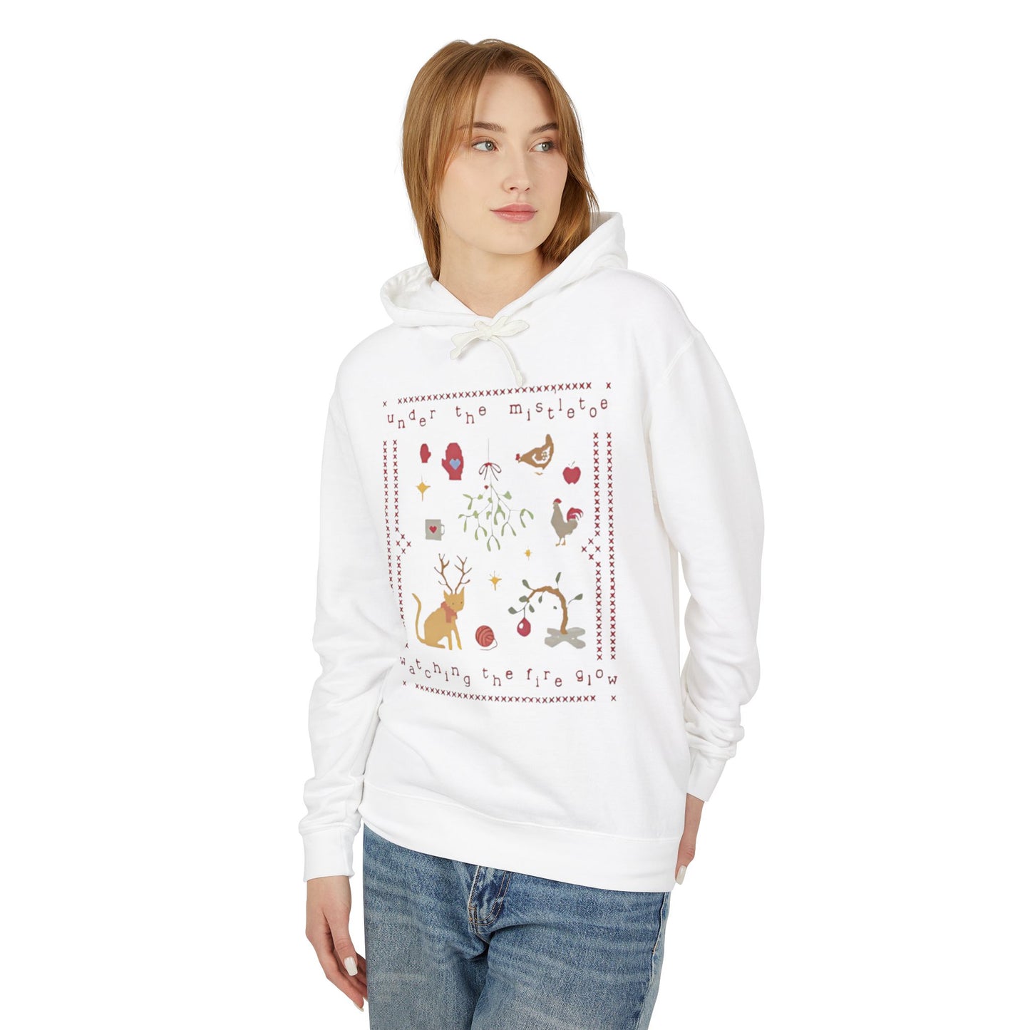 Under the Mistletoe - Unisex Lightweight Hooded Sweatshirt - Comfort Colors