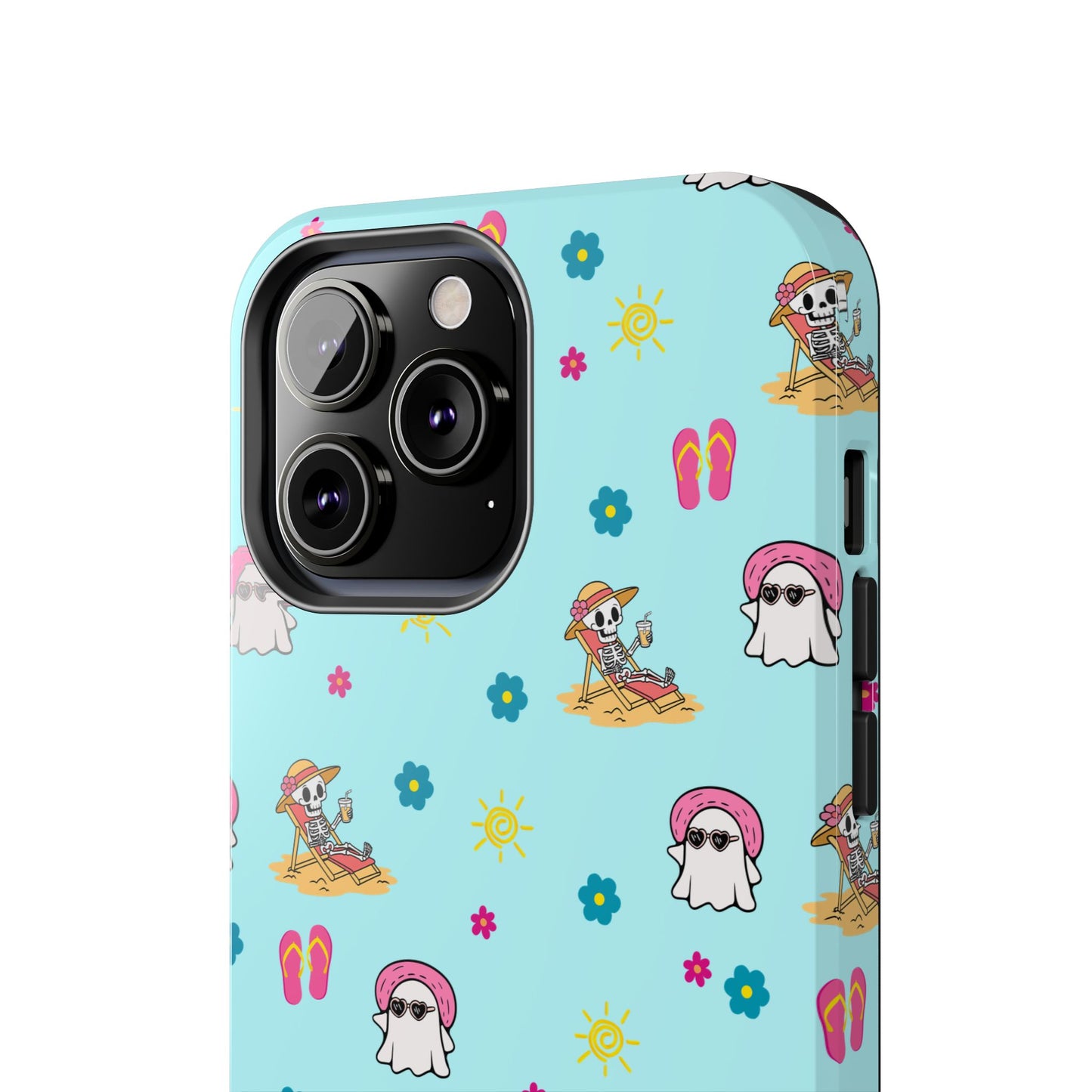 Aqua Summerween Tough Phone Cases, Cute Beach Pattern, Fun Gift for Beach Lovers, Summer Accessories, Protective Phone Cover