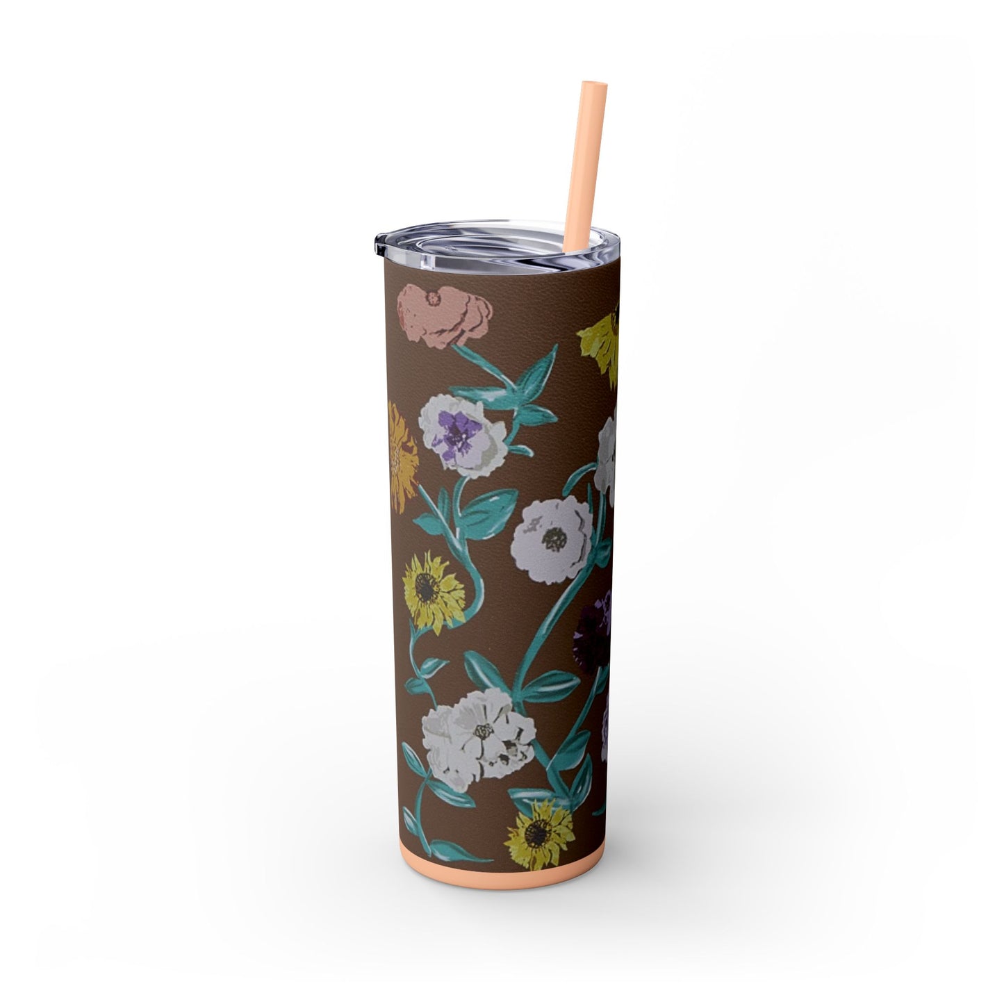 Surprise Song Piano Flowers - Vinyl Case Inspired - Skinny Tumbler with Straw, 20oz