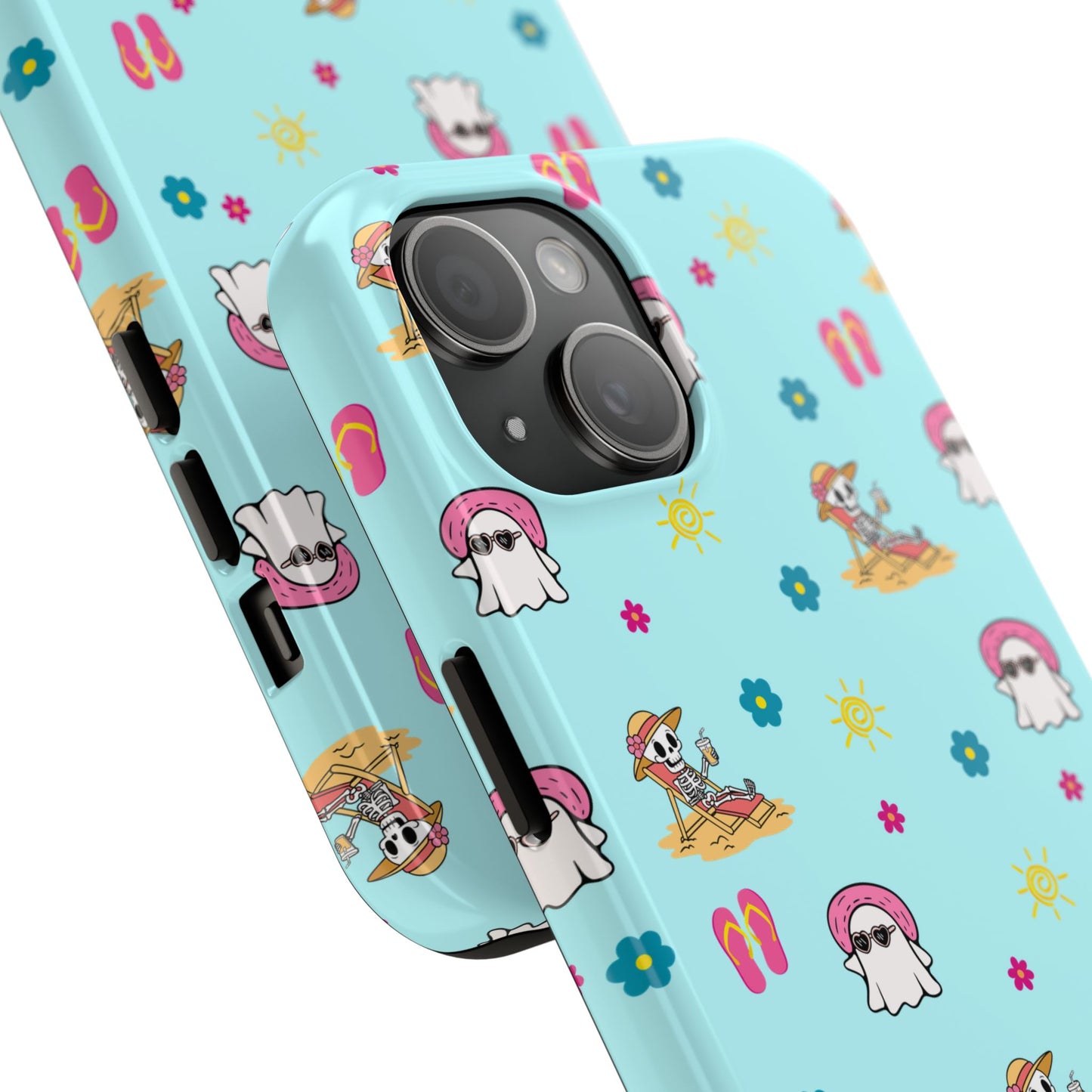 Aqua Summerween Tough Phone Cases, Cute Beach Pattern, Fun Gift for Beach Lovers, Summer Accessories, Protective Phone Cover