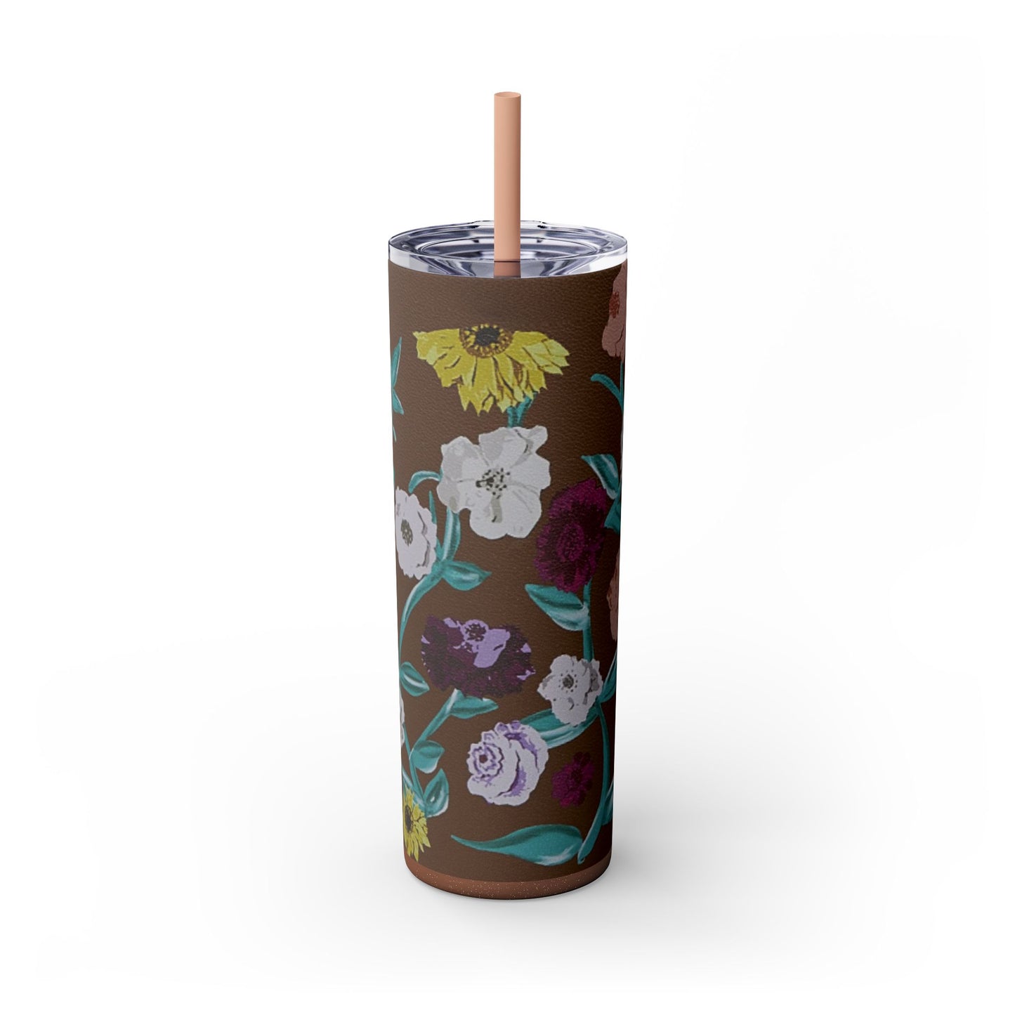 Surprise Song Piano Flowers - Vinyl Case Inspired - Skinny Tumbler with Straw, 20oz