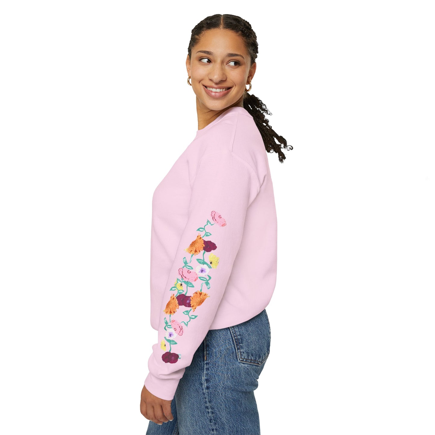 Acoustic Piano Floral Sleeve Crewneck Sweatshirt