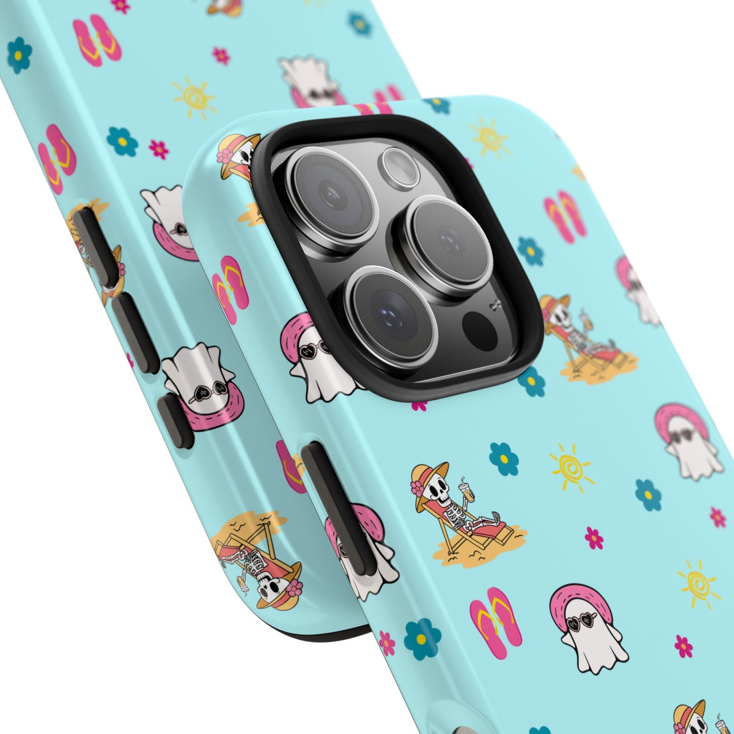 Aqua Summerween Tough Phone Cases, Cute Beach Pattern, Fun Gift for Beach Lovers, Summer Accessories, Protective Phone Cover