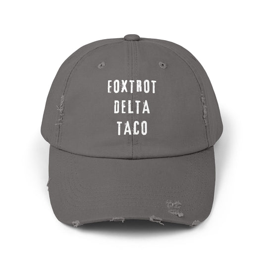 Foxtrot Delta Taco FDT - Anti Trump -Distressed Cap with Fun Slogan – Perfect for Casual Wear, Gifts, Travel, or Everyday Adventures