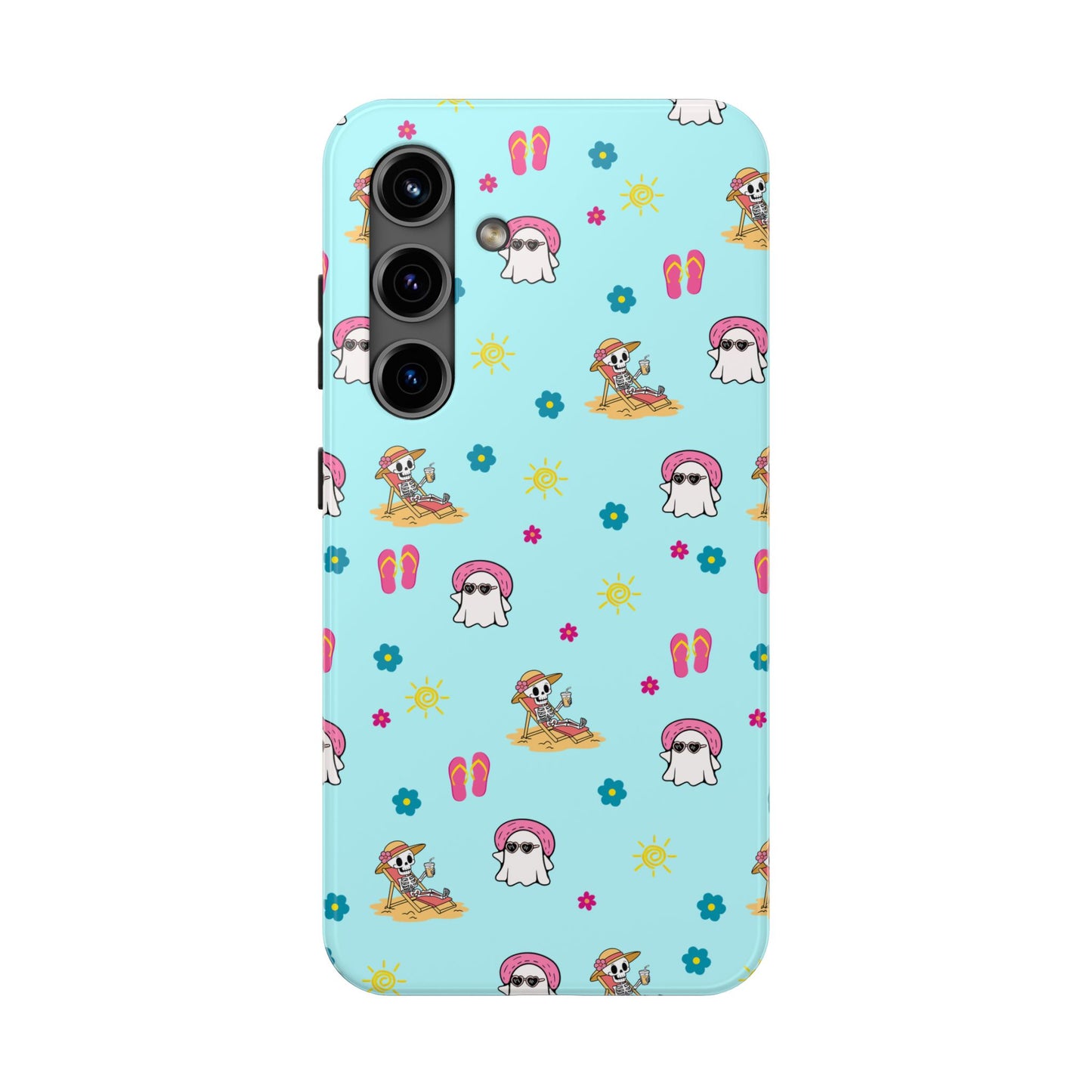 Aqua Summerween Tough Phone Cases, Cute Beach Pattern, Fun Gift for Beach Lovers, Summer Accessories, Protective Phone Cover