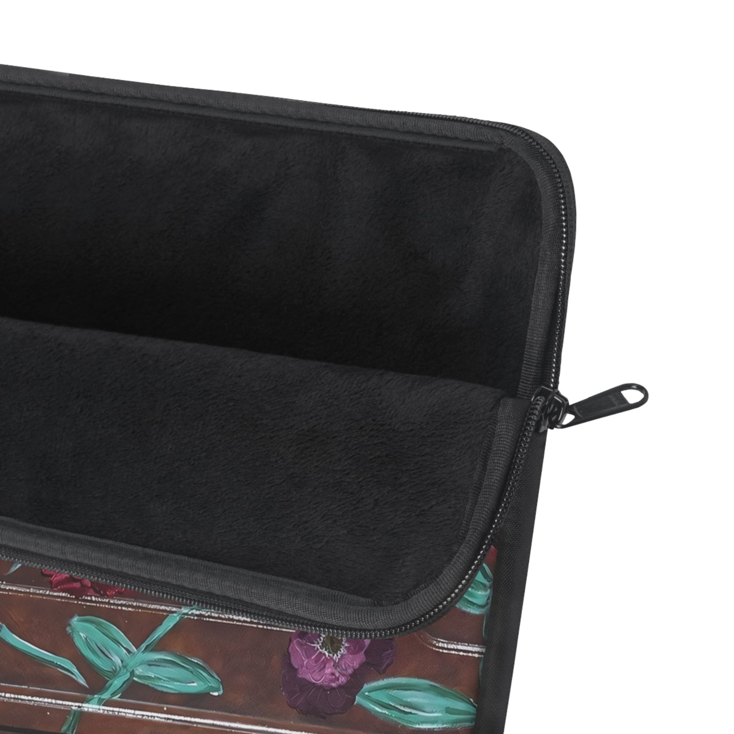 Floral Piano Laptop Sleeve — Garden Flowers on Rustic Brown